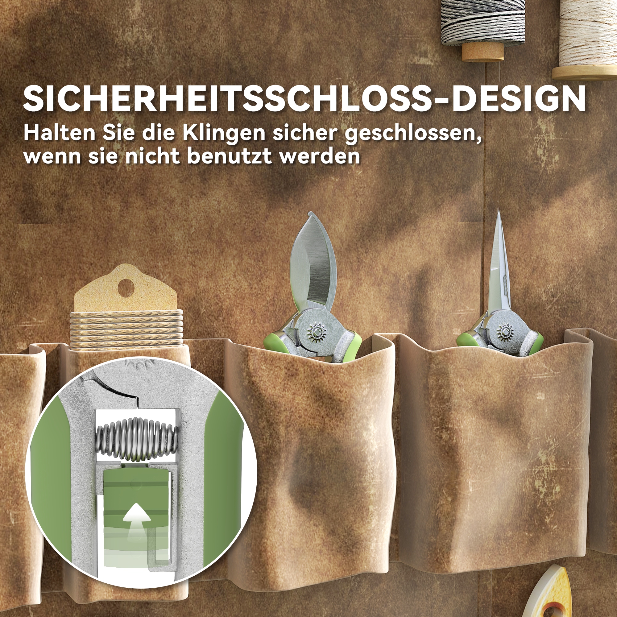 Gartenwerkzeug Set 2 Stück Garten Werkzeug aus Edelstahl Gartengeräte mit Gartenschere Astschere Grün+Silber
