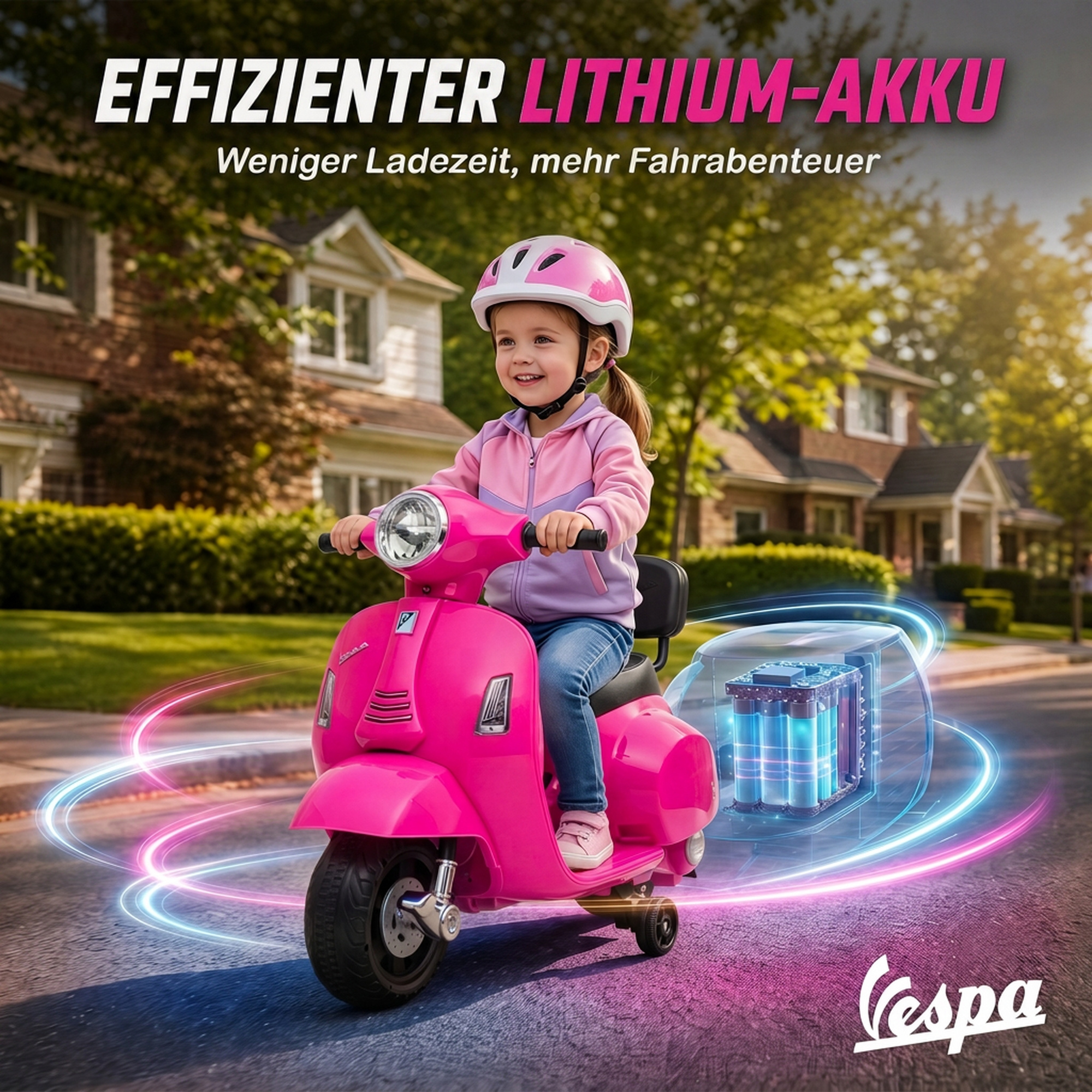 Elektro Motorrad Kinder Mini Vespa GTS 6V Elektromotorrad mit Lithium-Akku Ergonomischer Sitz Rückenlehne 1,5-3 Jahren