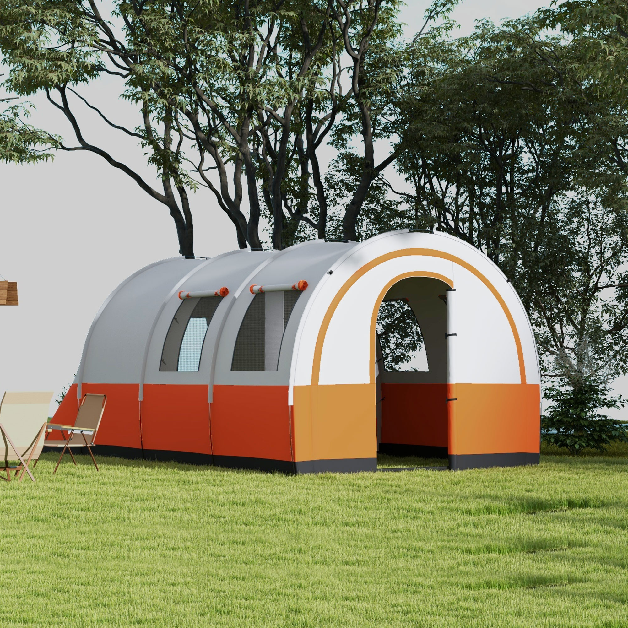 Campingzelt bis 6 Pers., Familienzelt, separate Bereiche, wasserdicht, Cremeweiß