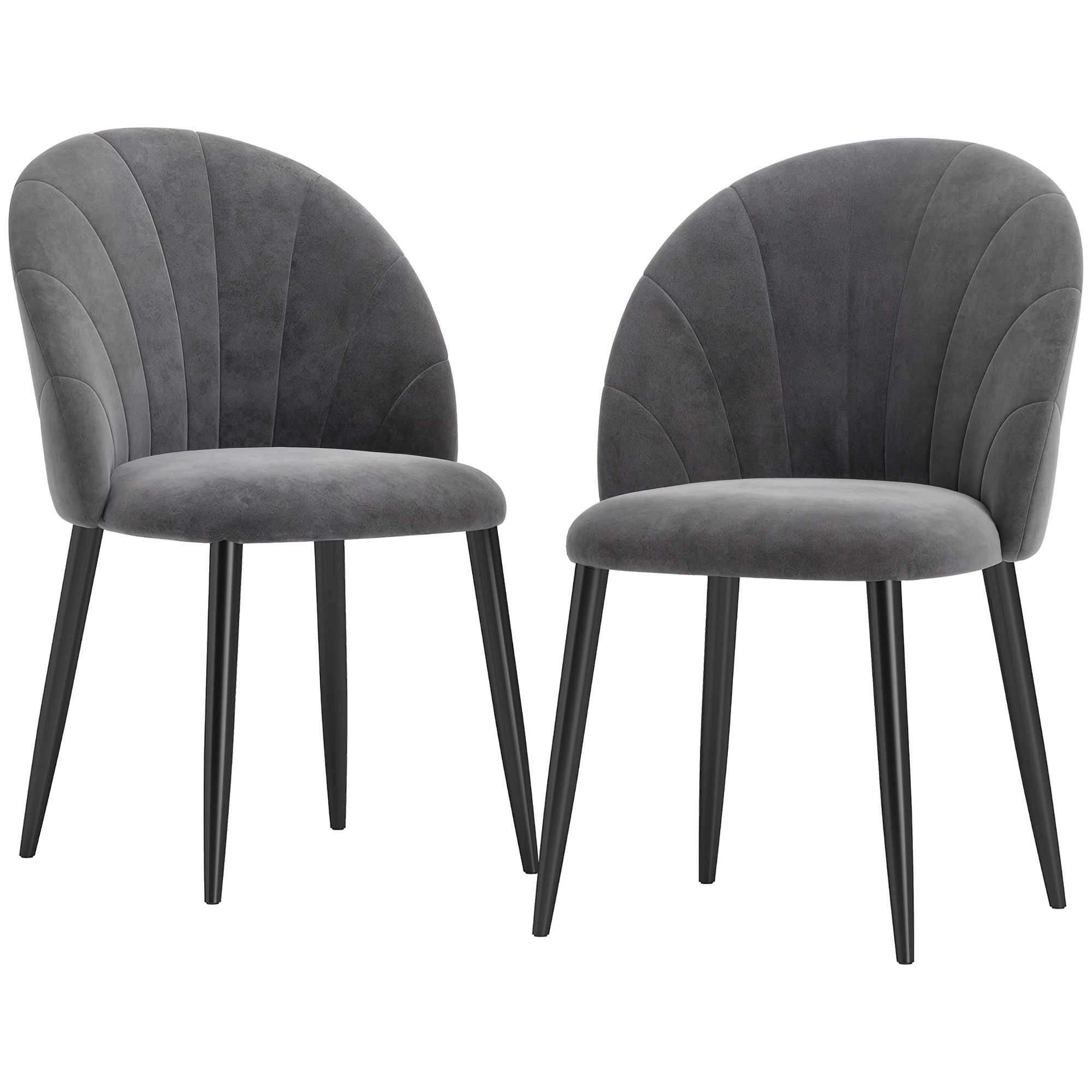 2er-Set Esszimmerstühle Akzentstühle Küchenstühle, Retrodesign, Samtoptik, 52 cm x 54 cm x 79 cm, Grau 2er-Set Esszimmerstühle Akzentstühle Küchenstühle, Retrodesign, Samtoptik, 52 cm x 54 cm x 79 cm, Grau