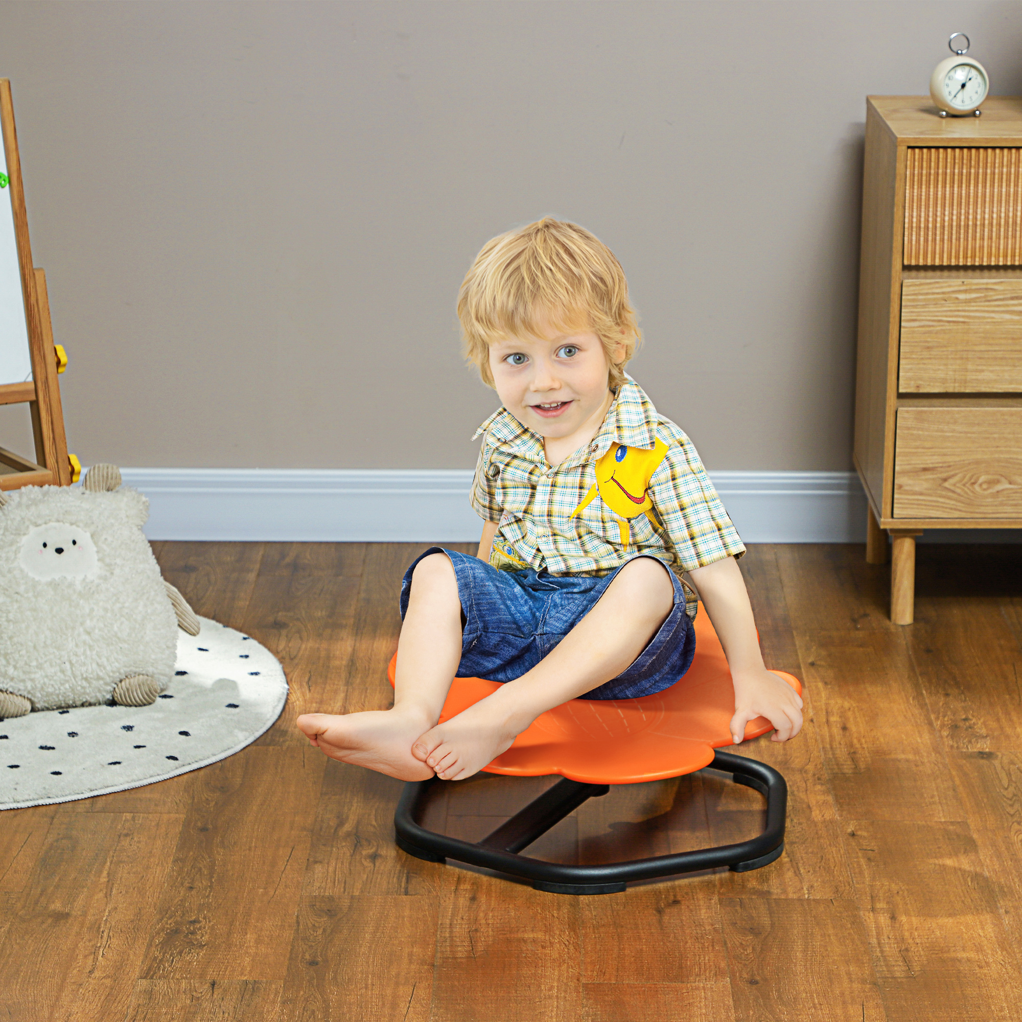 Sensorischer Kinderstuhl, Drehstuhl für Autismus, Sensorischer Balance Training Sitz Kunststoff Orange
