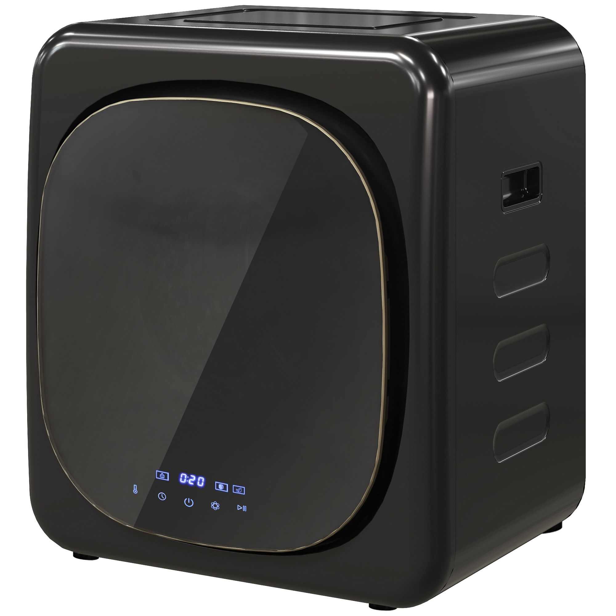 Wäschetrockner mit UV-Desinfektion, kompakte Bauweise, 4 kg Kapazität, Edelstahl, Schwarz