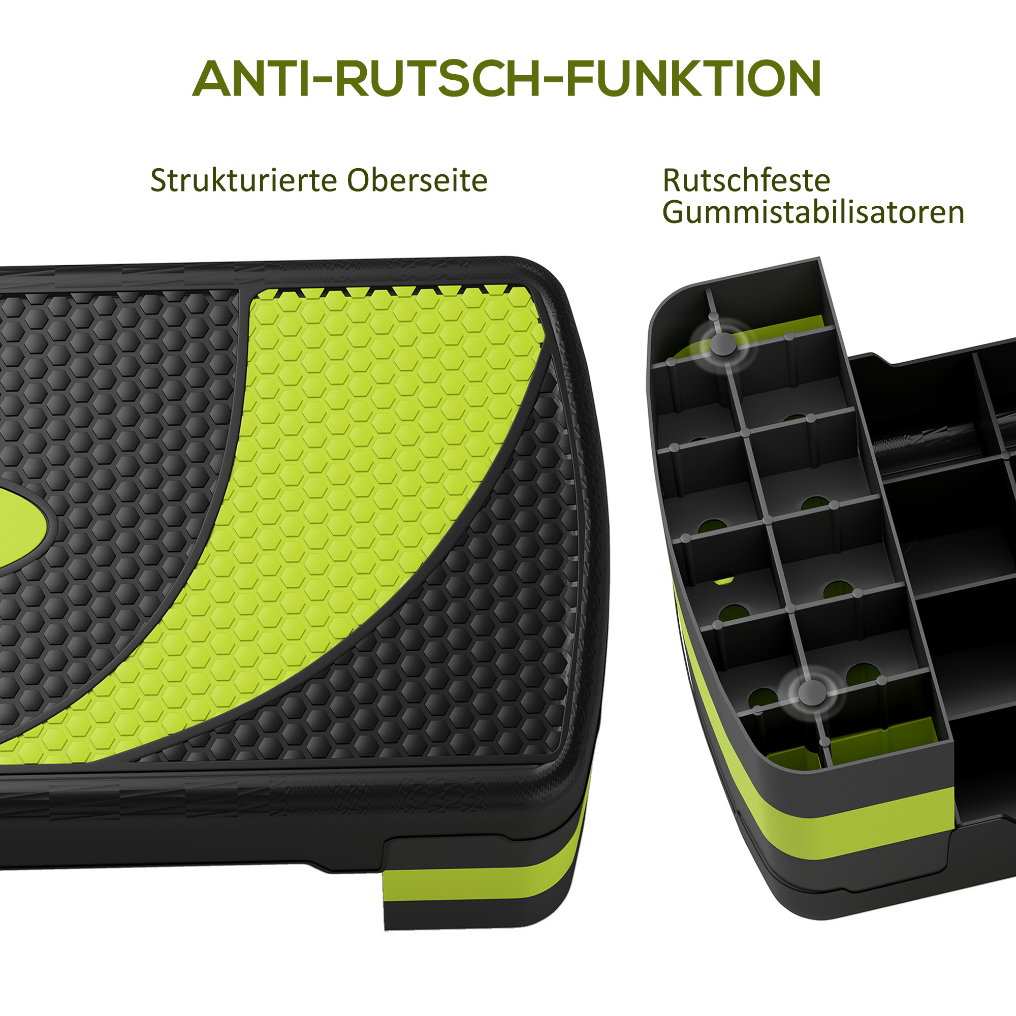 Aerobic-Stepper, höhenverstellbar, für Indoor und Outdoor, Belastbarkeit bis 150 kg, 80 x 31 x 10-20 cm, Grün
