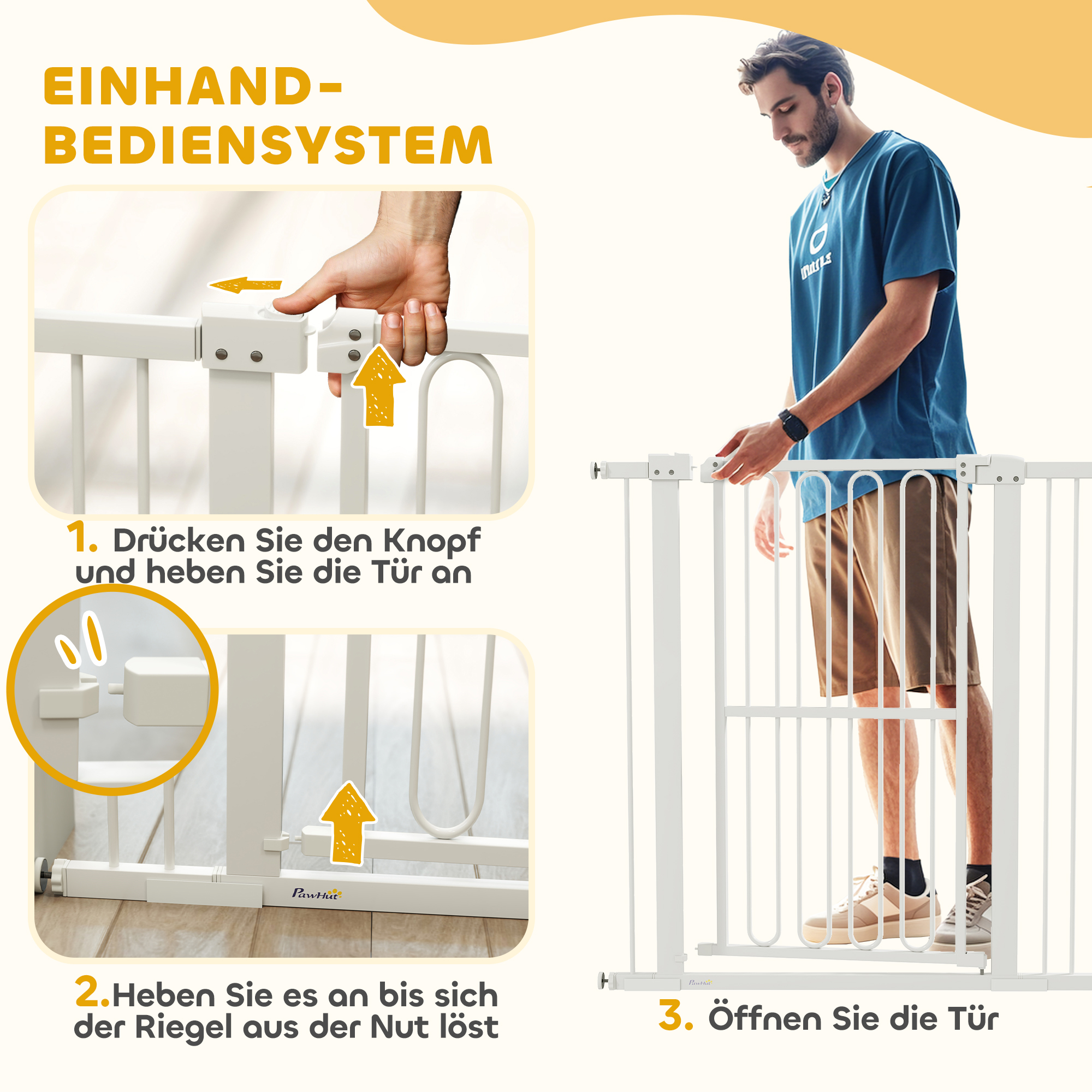 Türschutzgitter Hund, 76-104 cm Absperrgitter ohne Bohren, Treppengitter