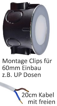 LED-Einbauleuchte "EBL-HV65si", silber, 230V, 2W, 4000K, 150lm, neutralweiß