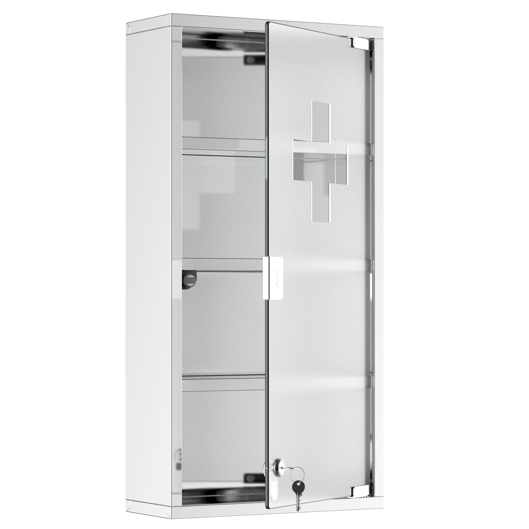 Medizinschrank Arzneischrank aus Edelstahl, Abschließbar Medikamentenschrank mit 4 Fächern, Glastür Apothekerschrank zur Medikamenten-Aufbewahrung, 30 x 12 x 60 cm Medizinschrank Arzneischrank aus Edelstahl, Abschließbar Medikamentenschrank mit 4 Fächern, Glastür Apothekerschrank zur Medikamenten-Aufbewahrung, 30 x 12 x 60 cm