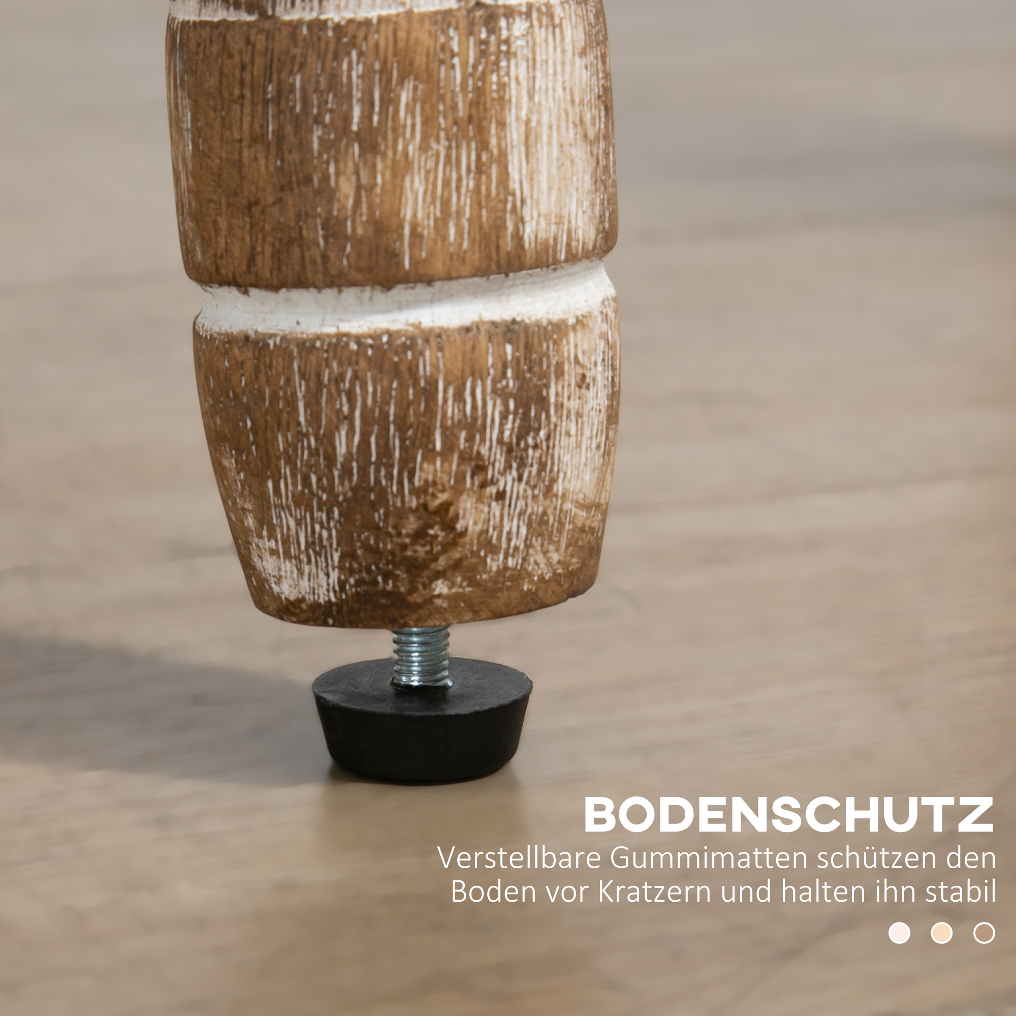 Küchenstuhl mit Armlehnen Polsterstuhl Esszimmerstuhl Retro-Design im Leinen-Optik für Wohnzimmer Gummiholz Cremeweiß+ helle Holzfarbe 56 x 56 x 96 cm