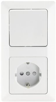 MILOS Set Steckdose + Schalter + Rahmen, 250V~/ 16A, Steckanschluss, Matt-weiß
