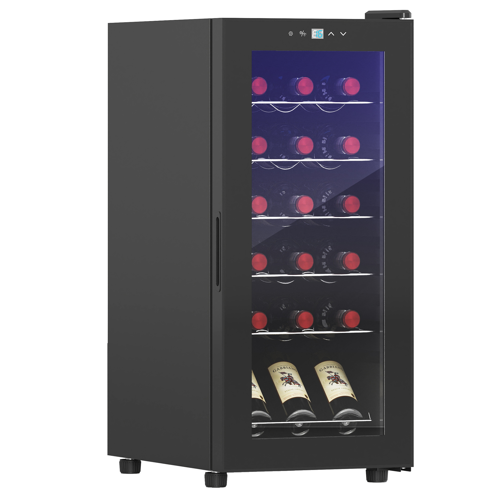 Weinkühlschrank, leise, 5-18°C, Touchscreen, Beleuchtung, 34,5x45x78cm, Schwarz Weinkühlschrank, leise, 5-18°C, Touchscreen, Beleuchtung, 34,5x45x78cm, Schwarz