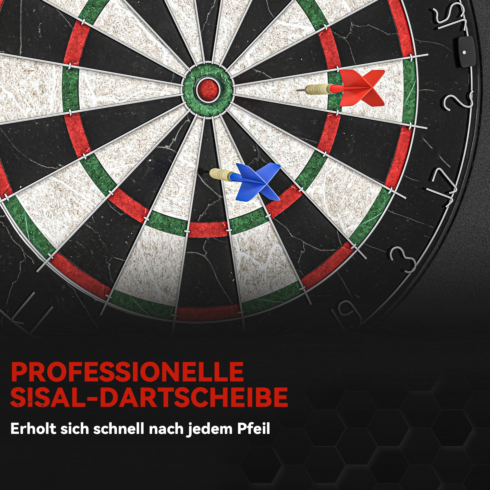 elektronische Dartscheibe Dartboard-Set mit Schutzring, 6 Dartpfeile mit Stahlspitzen, Sisal, Kunststoff, Schwarz