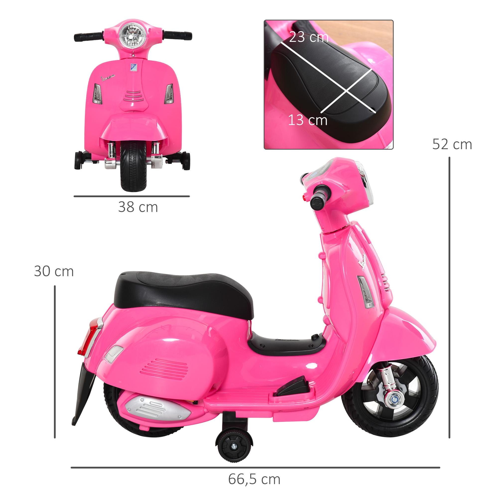 Elektro Motorrad Kinder 6V Elektromotorrad mit Stützrädern, Scheinwerfer, Hupe 3km/h für 1,5-3 Jahren, Rosa