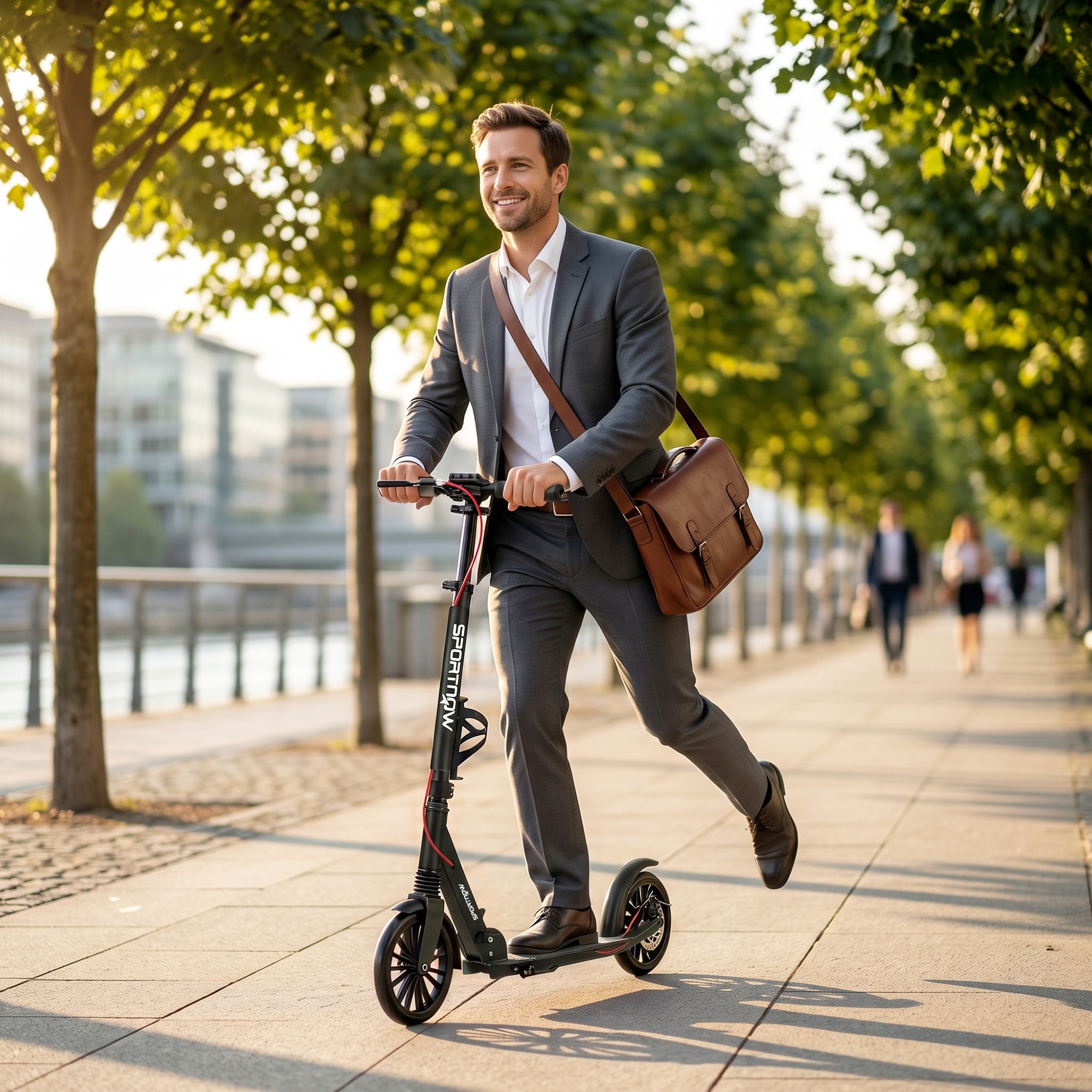 Cityroller aluminium höhenverstellbar & klappbar Scooter mit 200 mm PU-Räder ABEC-7 Kugellager Dual-Bremssystem