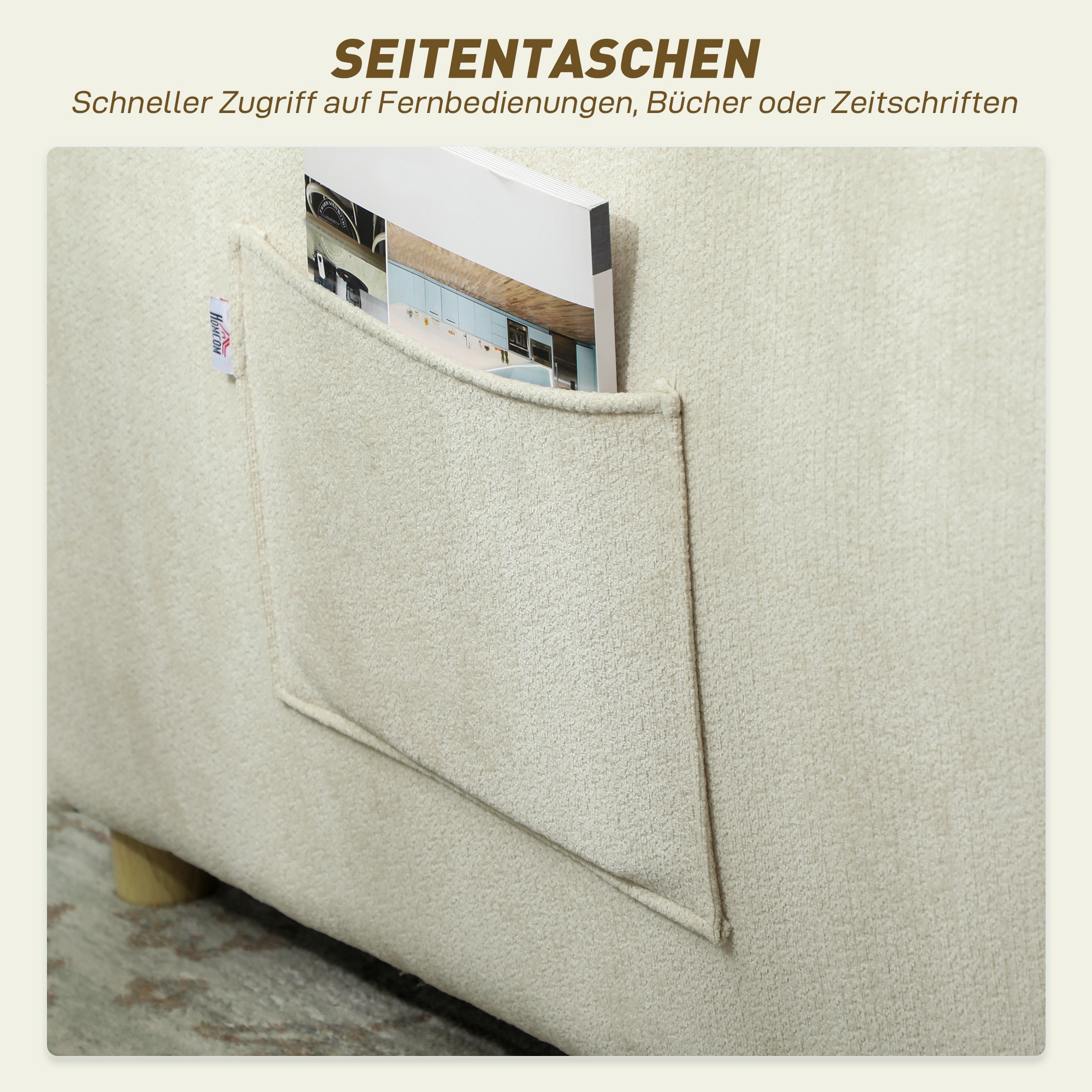 Schlafsessel 3 in 1 Umwandelbarer Sessel mit Bettfunktion, Lendenkissen, für Wohnzimmer Creme