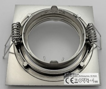 Decken-Einbaustrahler "SE80" chrom-matt, schwenkbar, 80x80mm, für 50mm Lampen