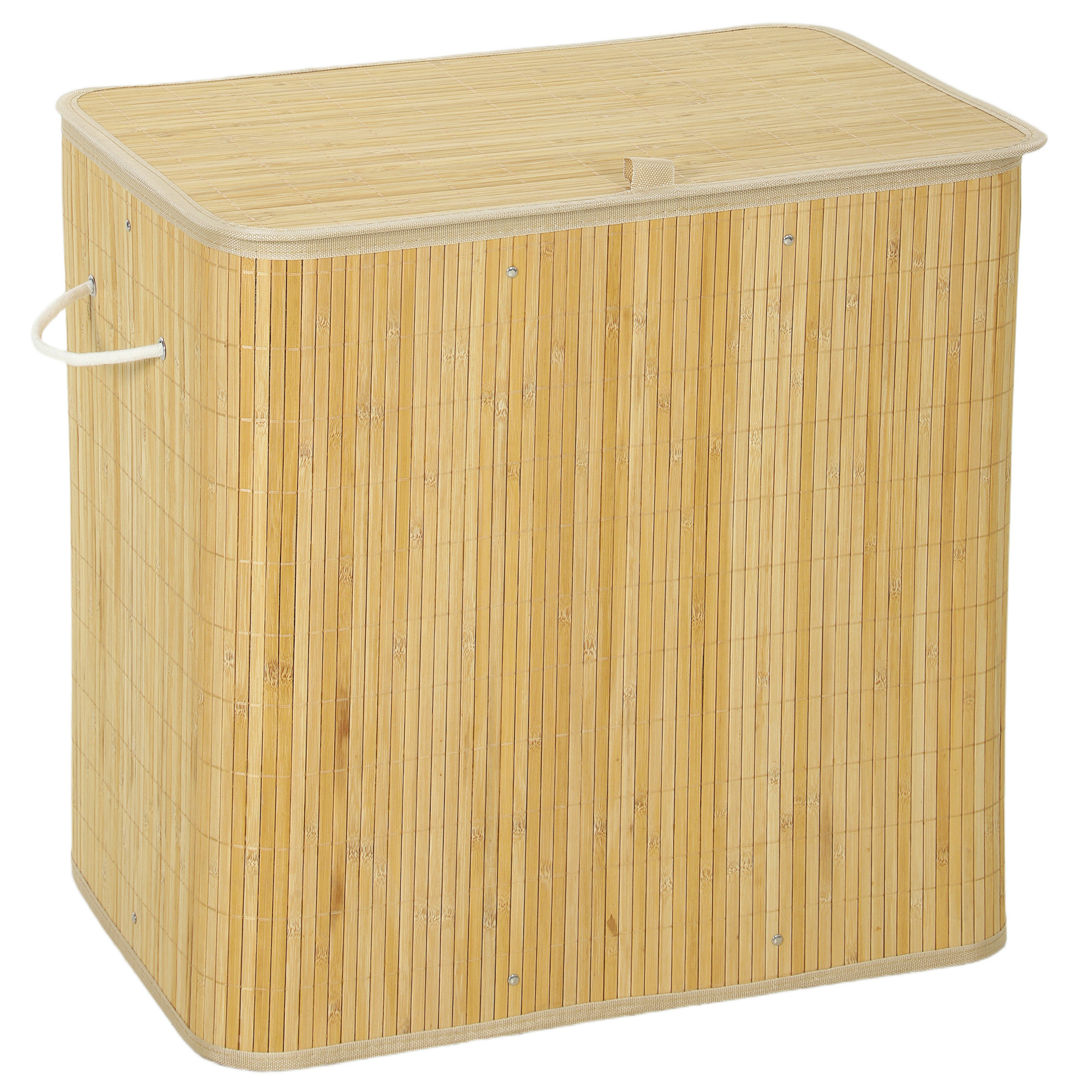 Pfandflaschen Sammelbehälter mit Deckel 150L, Bambus Pfandflaschen Organizer mit Zwei Tasche für Küche