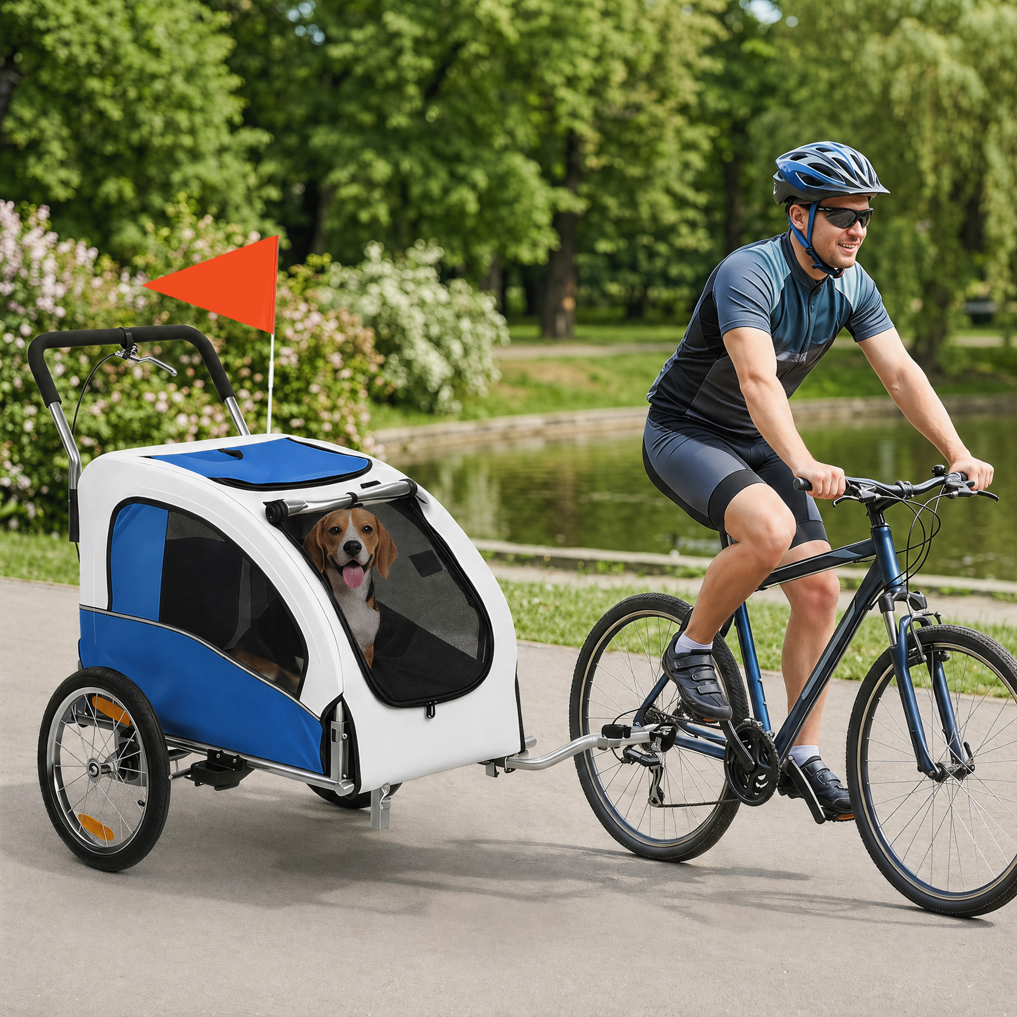2-in-1 Hundeanhänger für Fahrrad Faltbarer Hundebuggy für kleine & mittelgroße Hunde bis 20 kg, Hellgrau