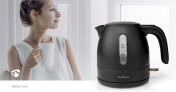 Wasserkocher | 1.0 l | Kunststoff | schwarz | um 360 Grad drehbar | verdecktes Heizelement | Strix® Controller | Boil-dry protection