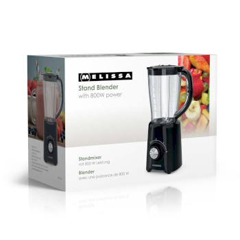 Blender | 800 W | 2 Geschwindigkeiten + Pulse | 4 Edelstahlklingen | 1,5-L-Kunststoffkanne| schwarz