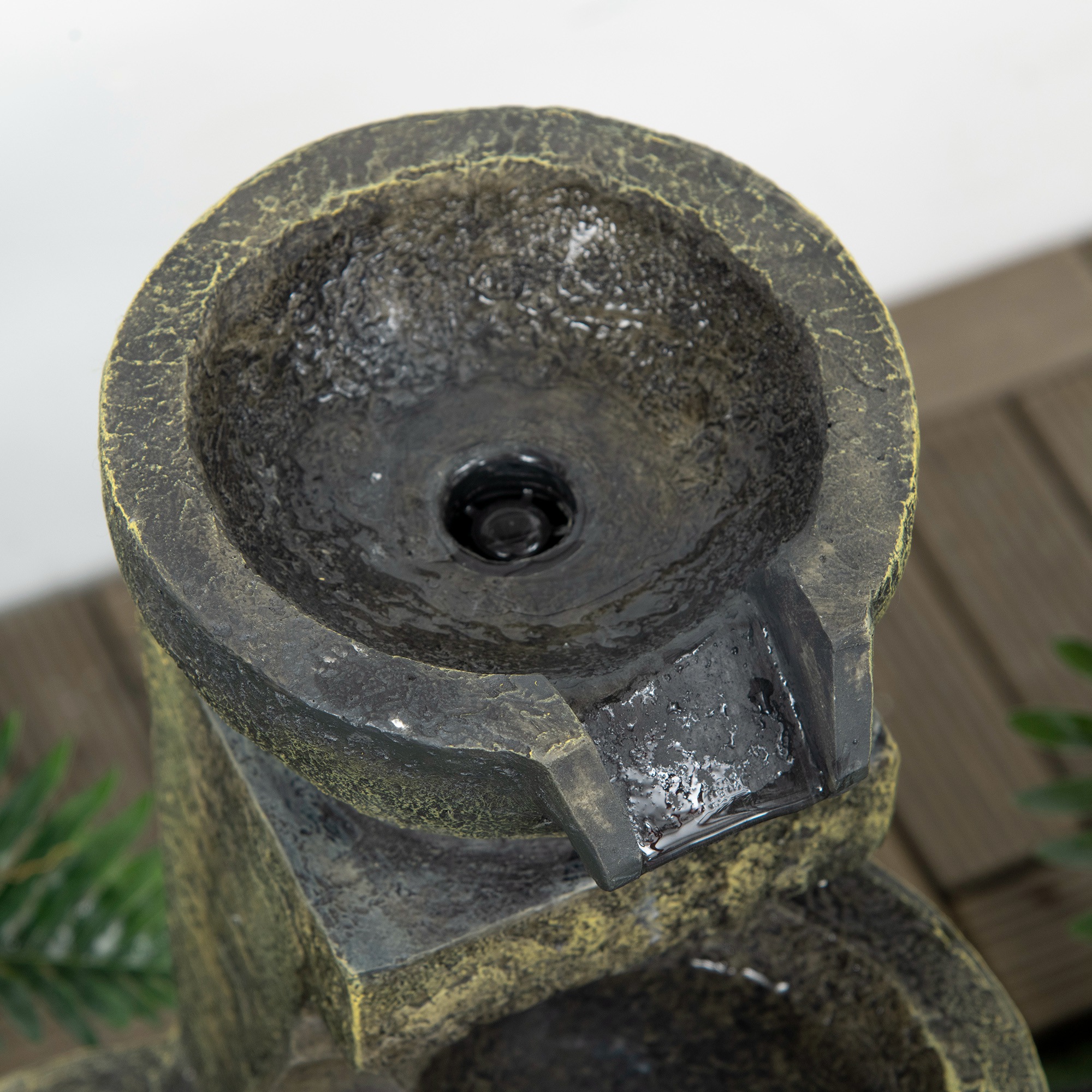 Springbrunnen, 3 Einstellungen, wetterbeständig, 25 cm x 24 cm x 60 cm, Grau