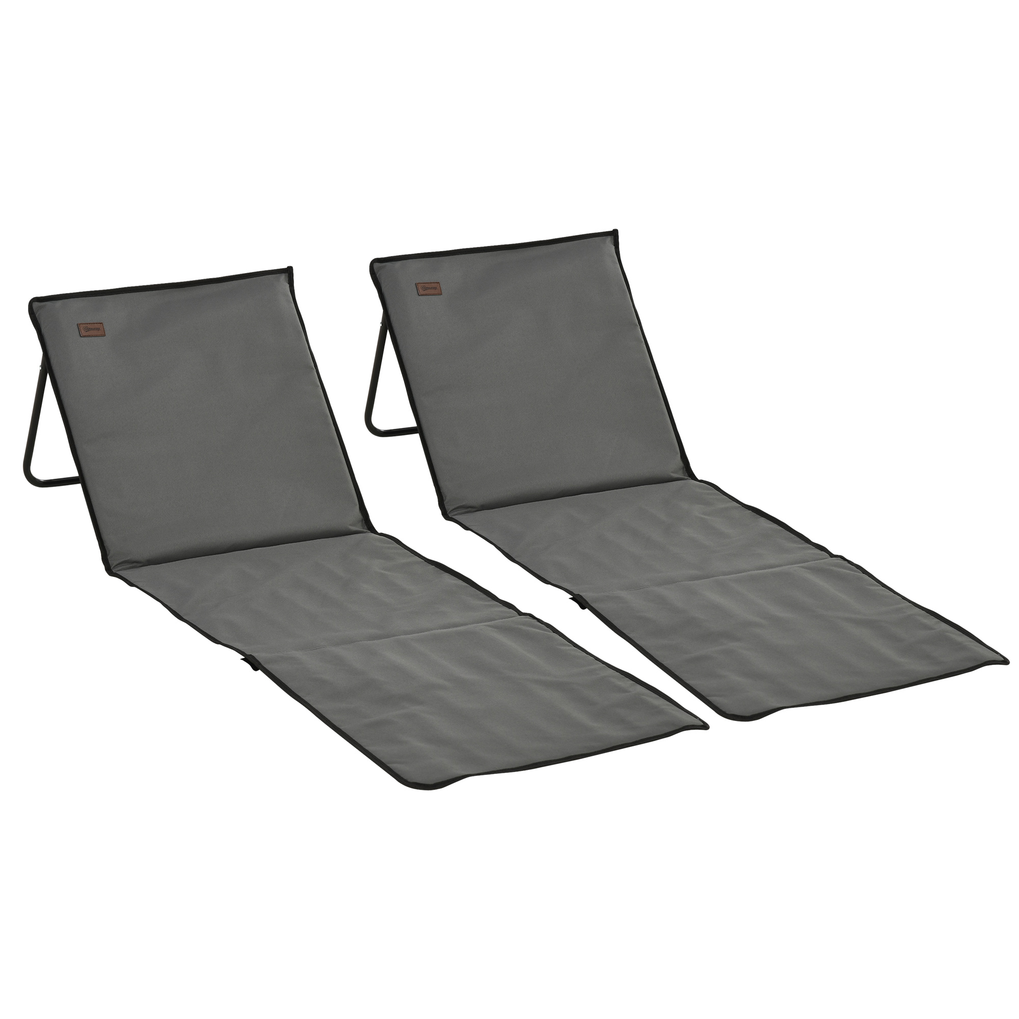 Strandliege, klappbar, verstellbare Rücklehne, Seitentasche, weiche Polsterung, Stahlrahmen, Grau, 142x51x40cm