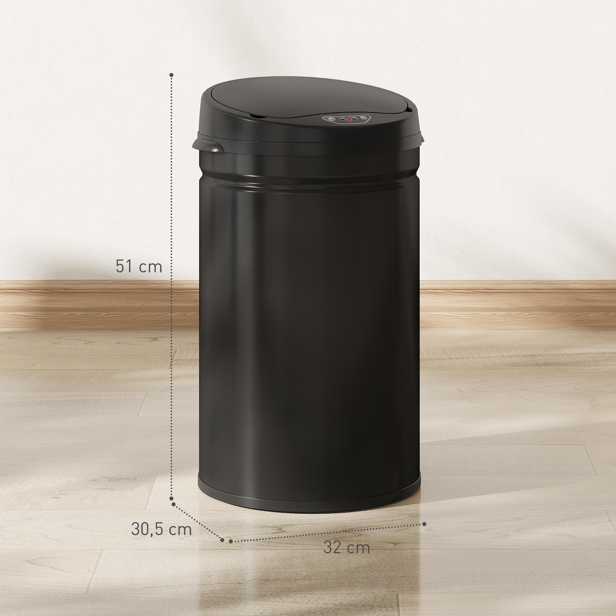 30 Liter Sensor-Mülleimer mit Soft-Close-Funktion, berührungsfreier Abfalleimer aus Edelstahl für hygienische Küchen