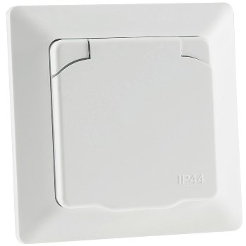 MILOS Schutzkontakt-Steckdose IP44 / 250V~/ 16A, inkl. Rahmen, UP, weiß matt