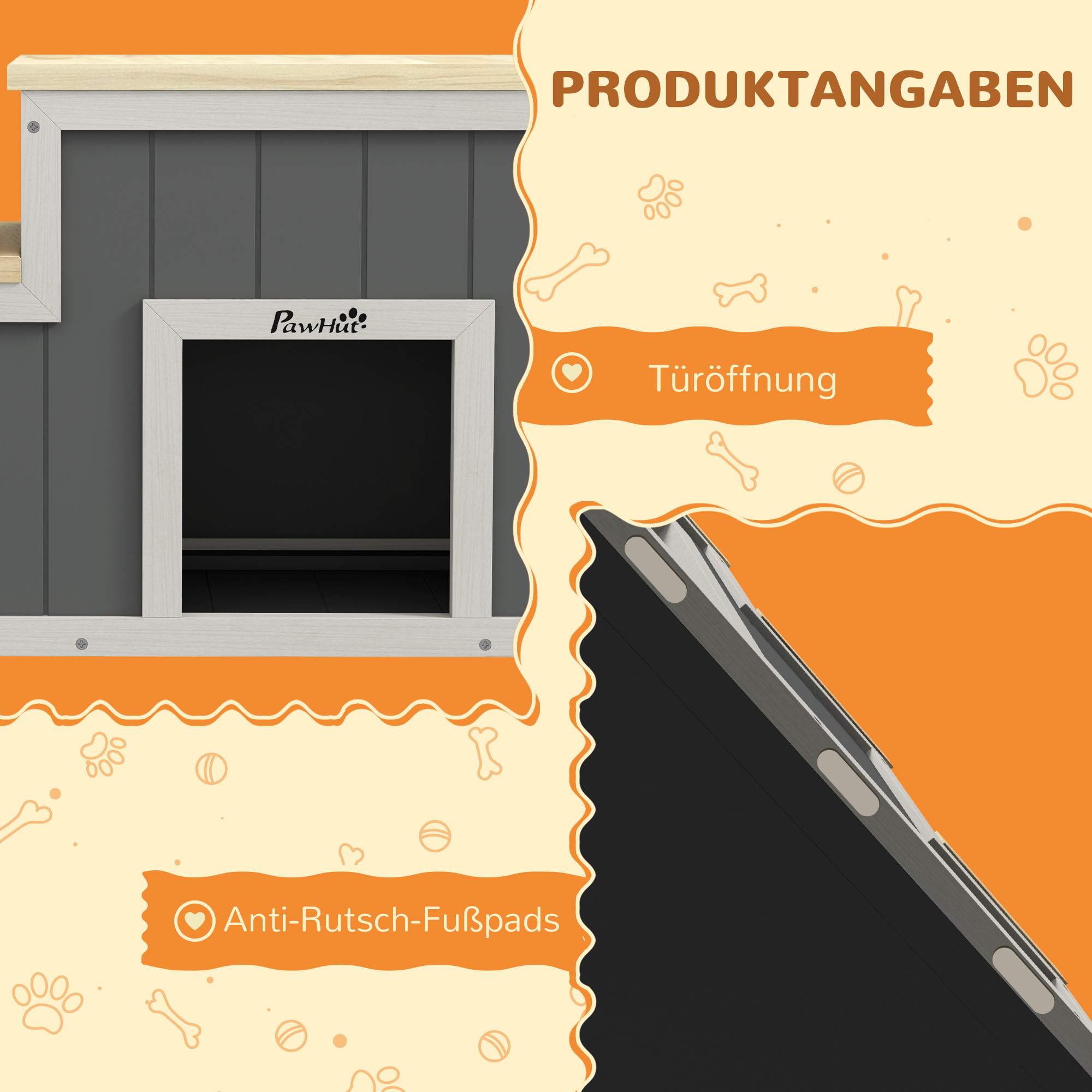 Haustiertreppe Hundetreppe, 3 Stufen, Kiefernholz, 79 cm x 38,5 cm x 45 cm, Natur + Weiß