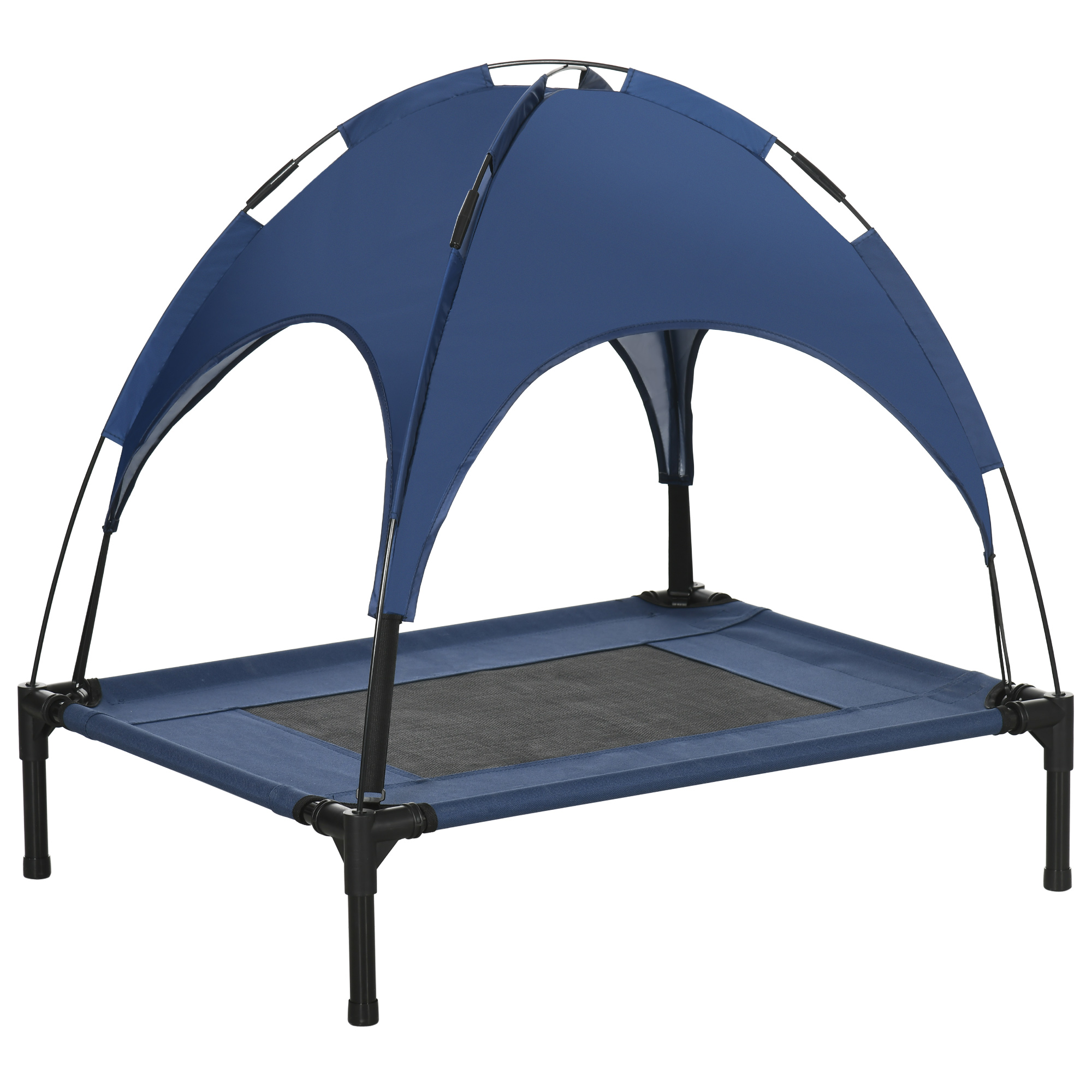 Haustierbett mit Baldachin, Hundebett, klappbar, wetterbeständig, Blau Haustierbett mit Baldachin, Hundebett, klappbar, wetterbeständig, Blau