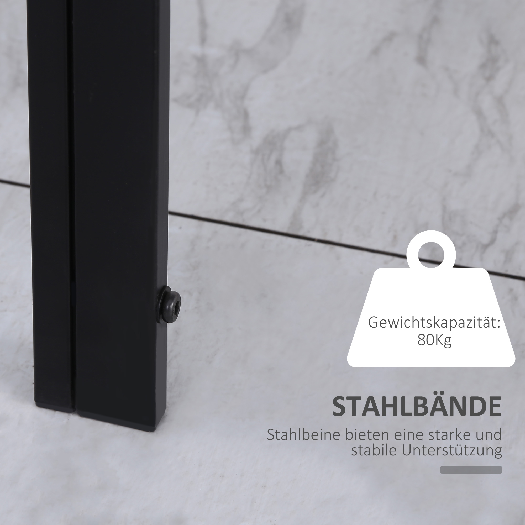 Esstisch Küchentisch großer Tisch, modernes Design, 120 cm x 60 cm x 75 cm, Schwarz