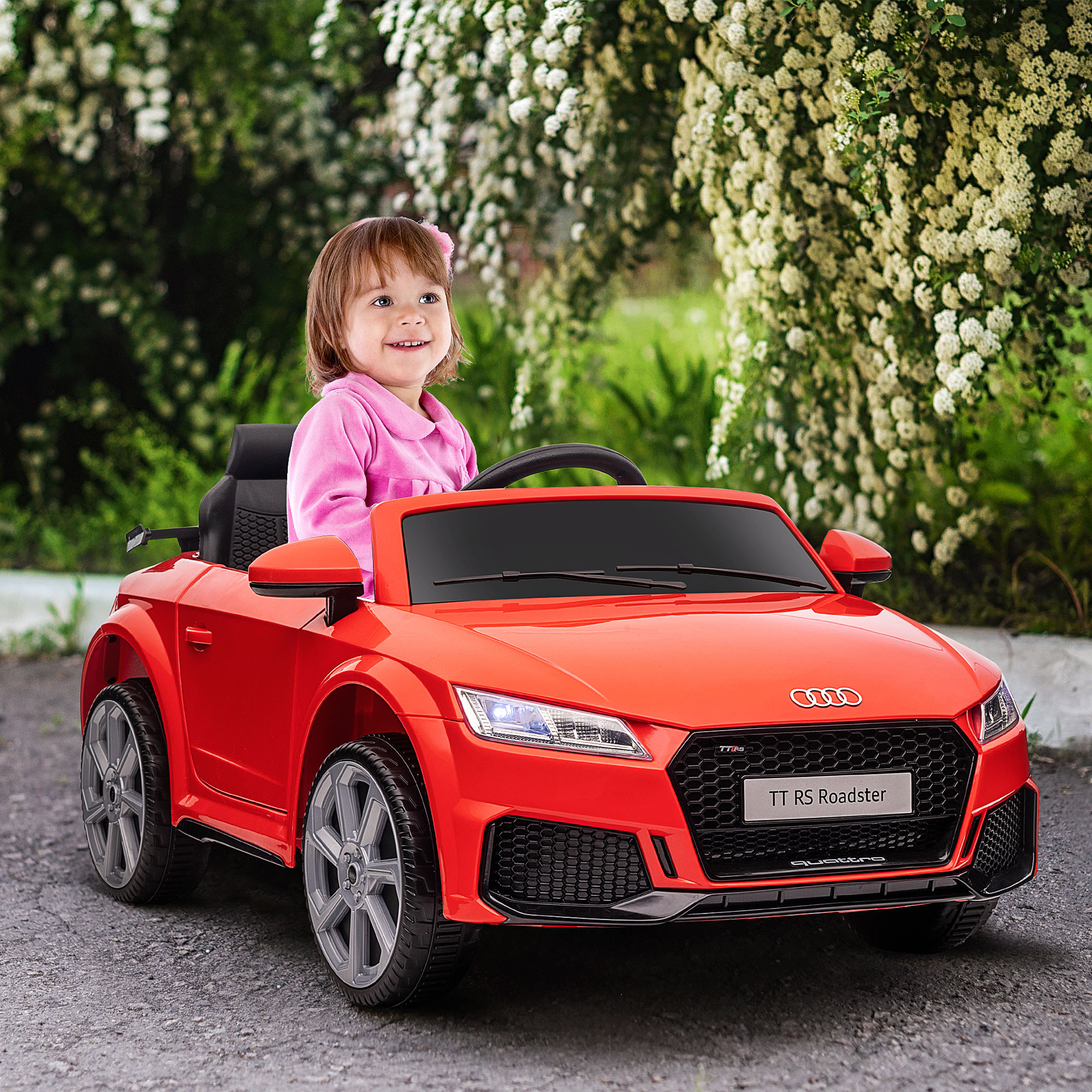 Kinderfahrzeug Audi TT RS Roadster, 3 km/h, Fernbedienung, LED, USB, rot