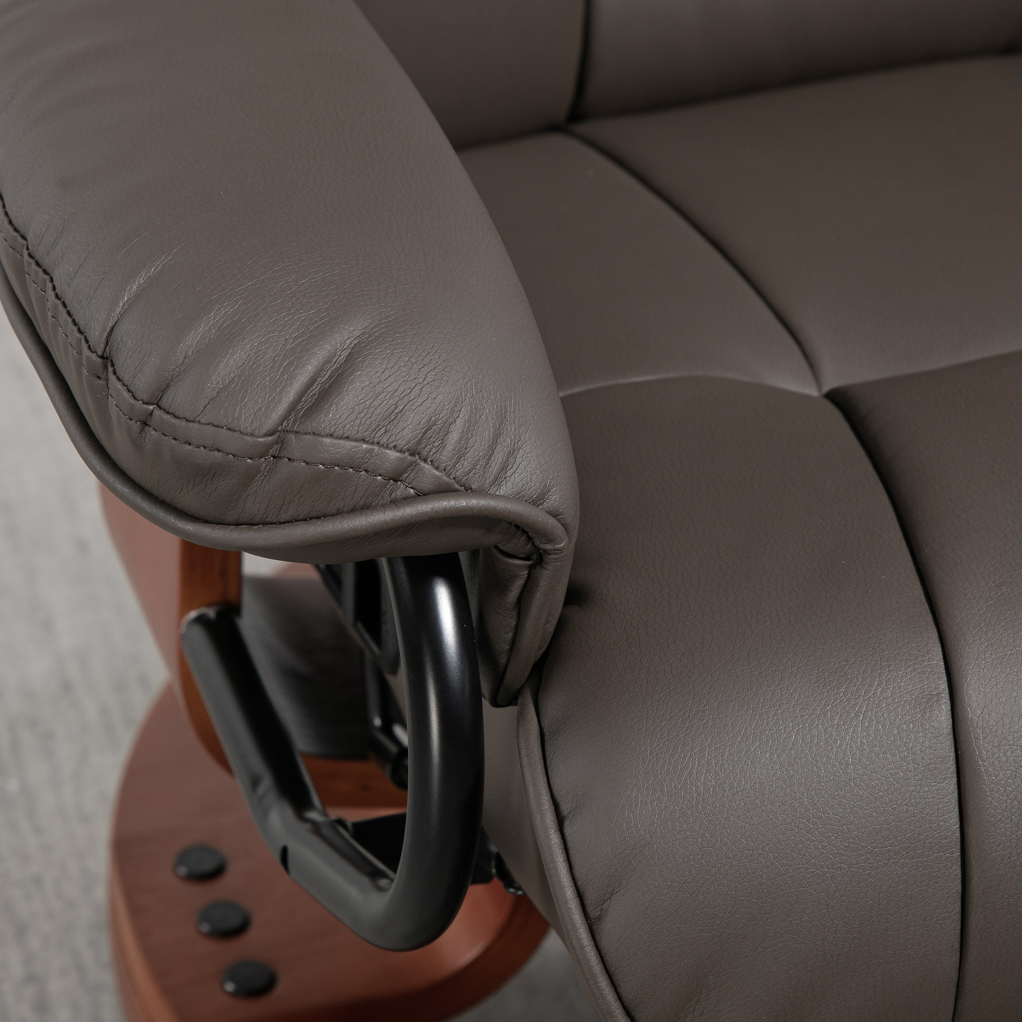 Relaxsessel mit Liegefunktion, drehbar, bis 150 kg, Kunstlederbezug, Stahlrahmen, Braun