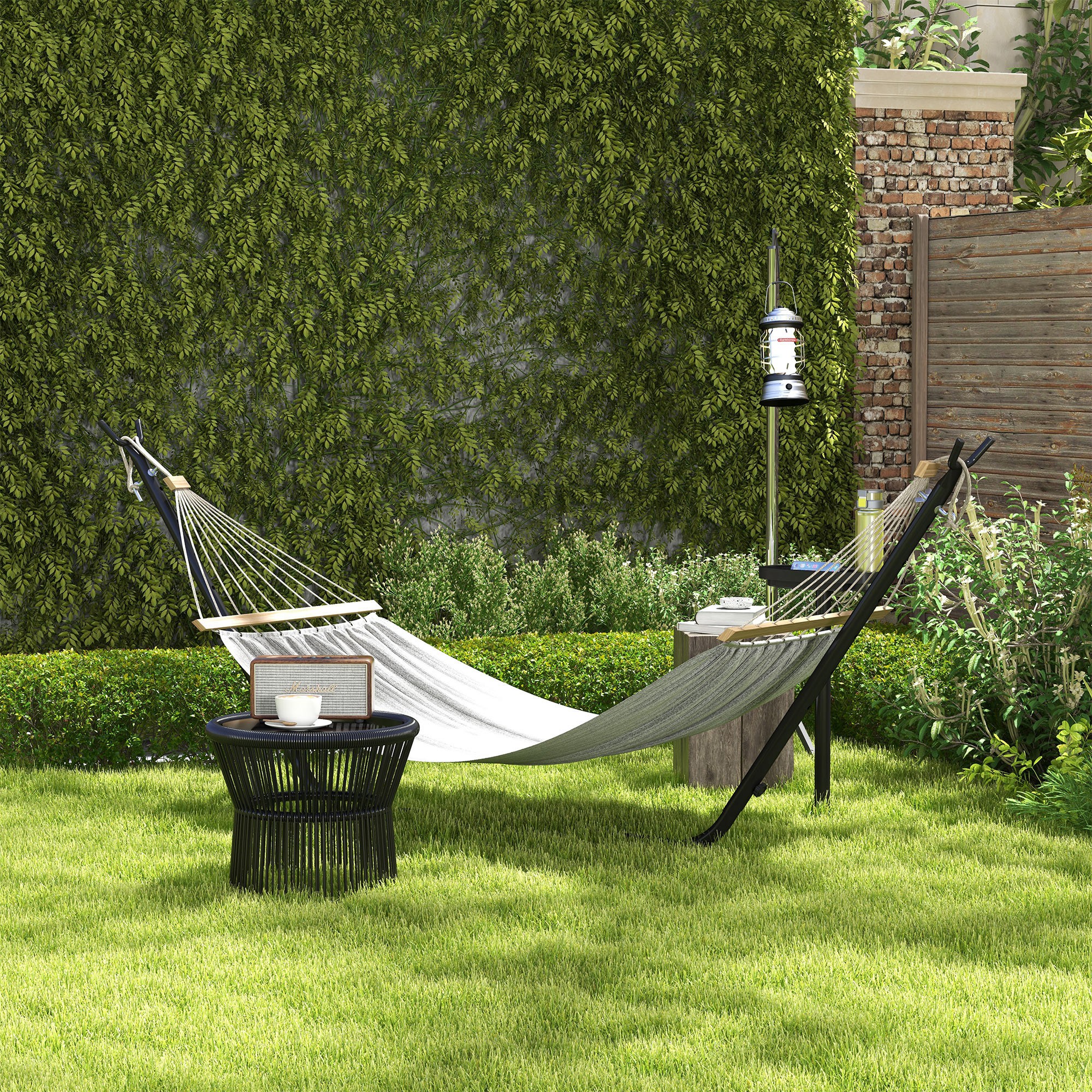 Hängemattengestell, für Hängematten bis 280 cm, Stahl, 285L x 125B x 110H cm, Schwarz