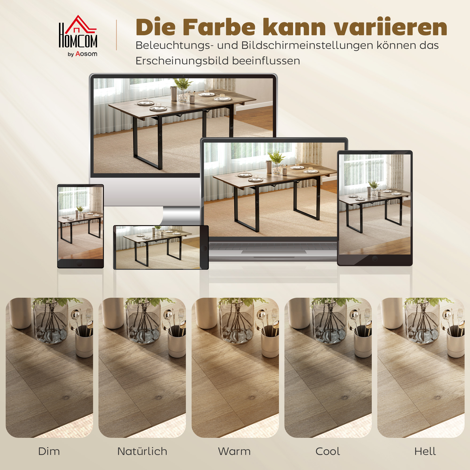ausziehbarer Esstisch für 6-8 Personen, 140-180 cm, rechteckiger Küchentisch mit Stahlbasis, Naturholz+Schwarz
