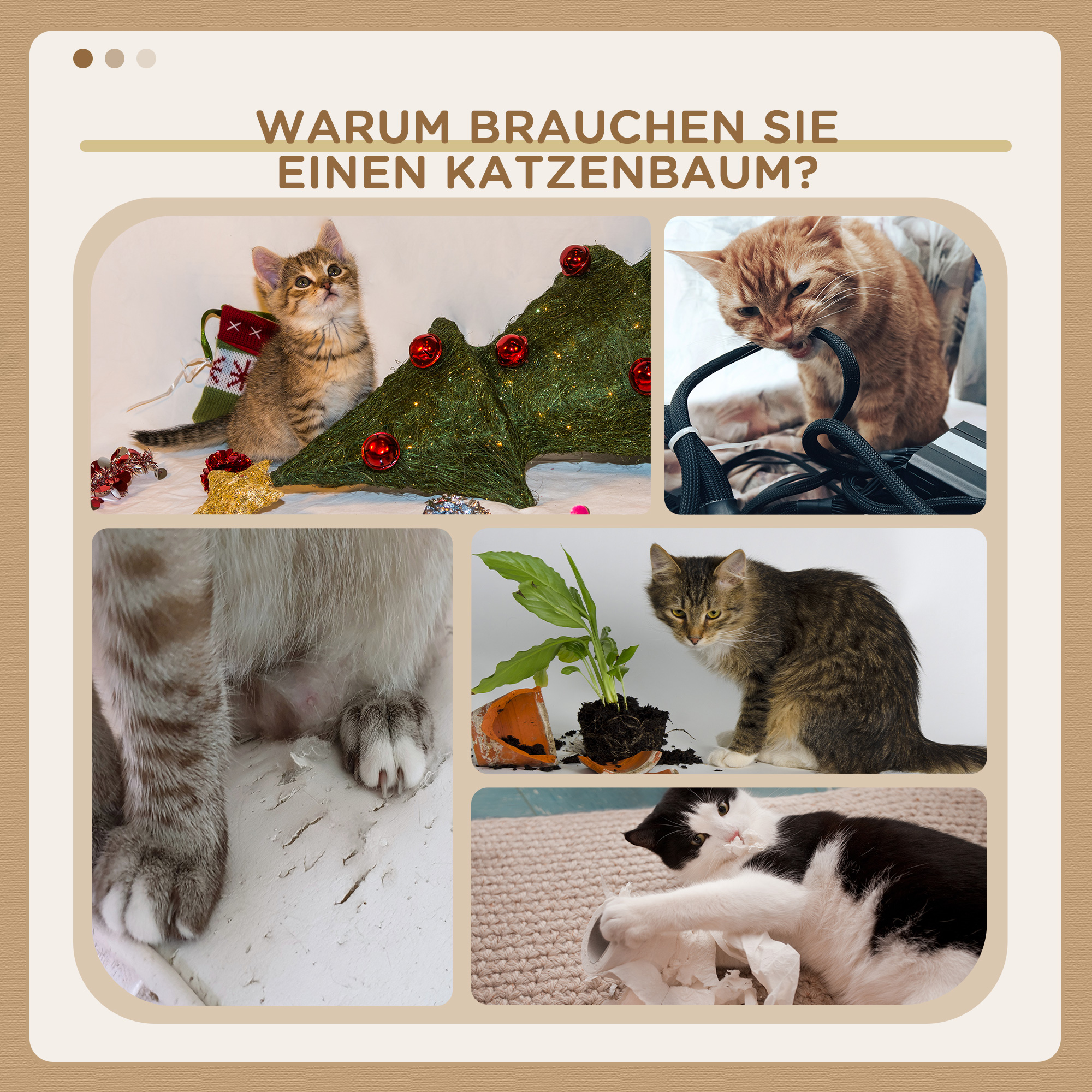 Kratzbaum 46 cm Kleiner Katzenturm mit Höhle, Spielball, Sisal-Seil, erhöhter Plattform, Katzenkratzbaum, Kletterbaum, für Katzen bis zu 4 kg, Grau