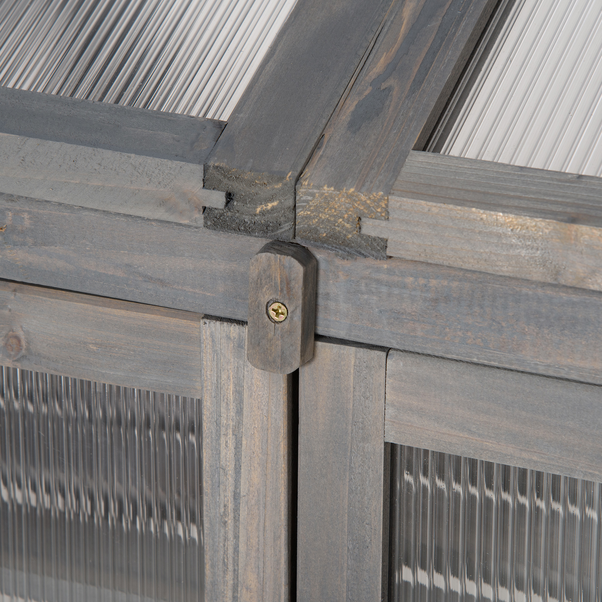 Mini-Gewächshaus, kleines Treibhaus mit Holzrahmen, Fenster und Doppeltür, 3 Regale, 70L x 50B x 120H cm, Grau