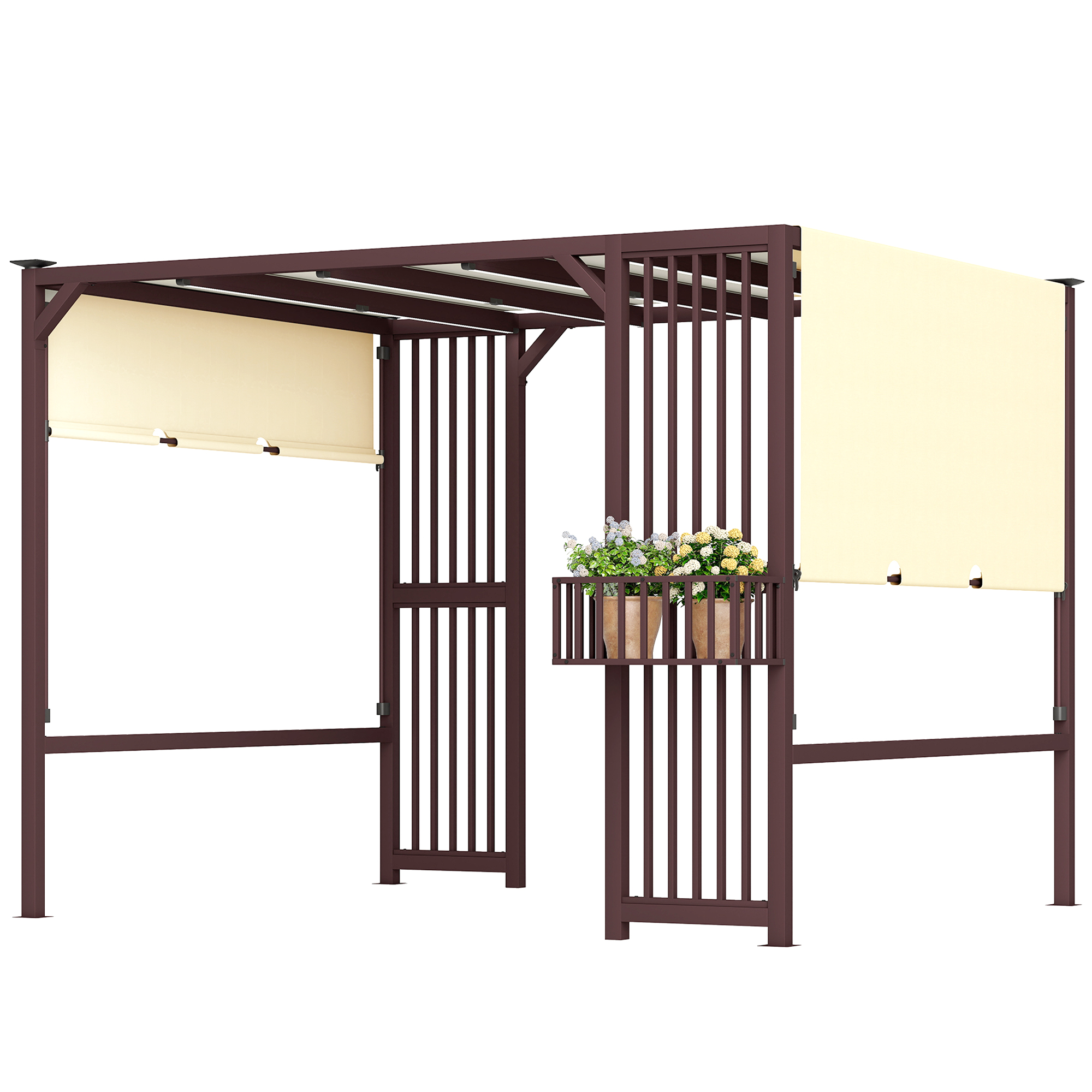 Pergola Pavillon 3x2,5m UV 30+Stabil winterfest Sonnenschutz mit verstellbar Schiebedach Dunkelbraun Pergola Pavillon 3x2,5m UV 30+Stabil winterfest Sonnenschutz mit verstellbar Schiebedach Dunkelbraun