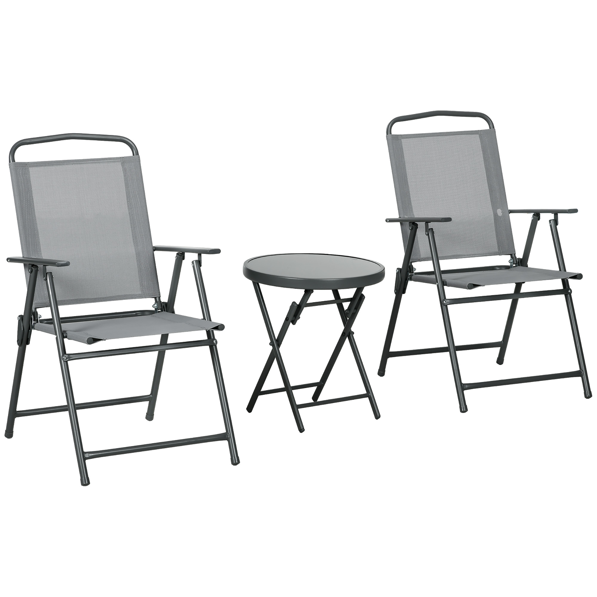 Outdoor-Bistro-Möbel-Set Garten-Bistro-Garnitur Klappbares Bistro-Set, 53,5 cm x 64 cm x 93 cm, Hellgrau