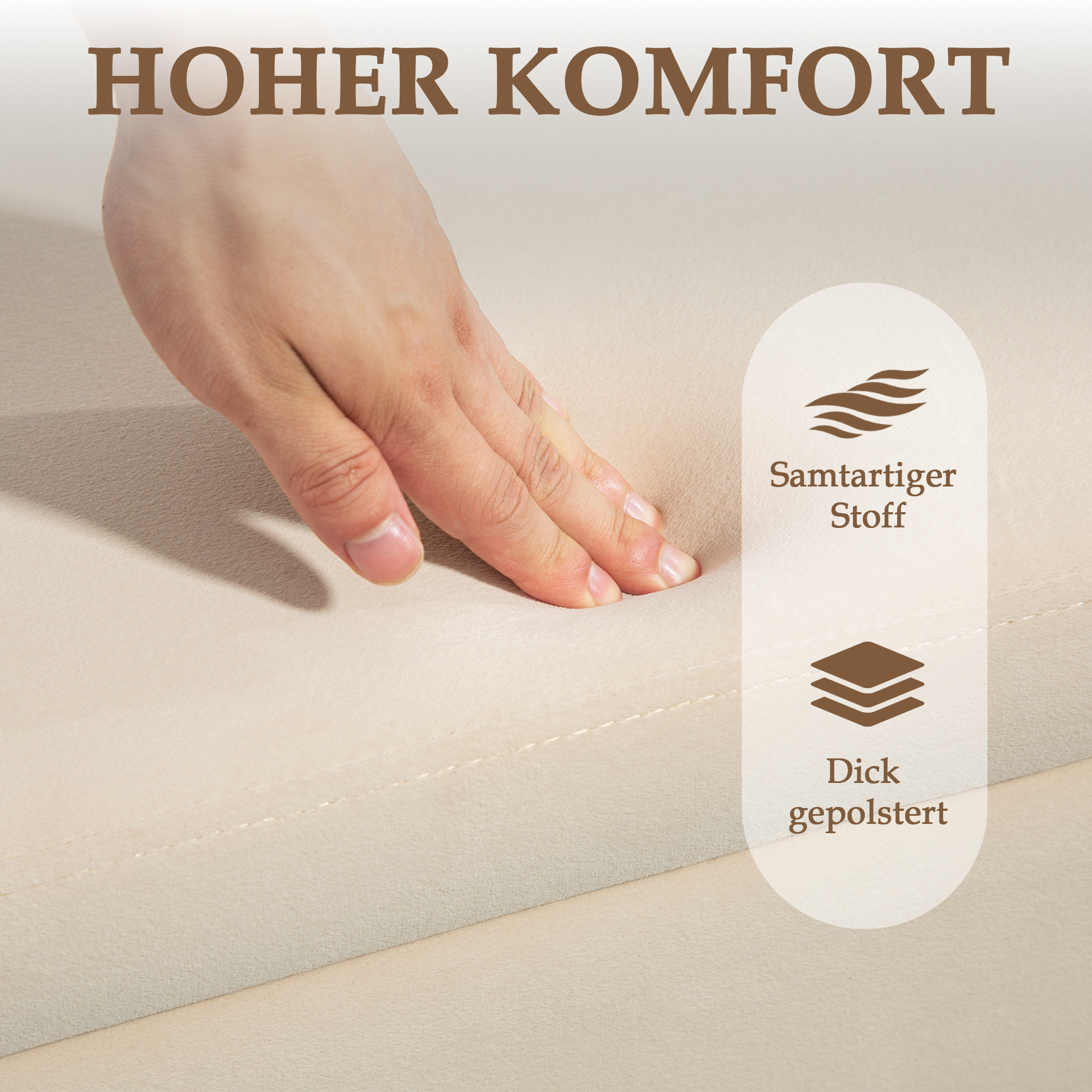 Polsterbank mit Stauraum, Truhenbank, Schaumstoff, Metall, Kautschukholz, 100 x 40 x 42 cm, Beige