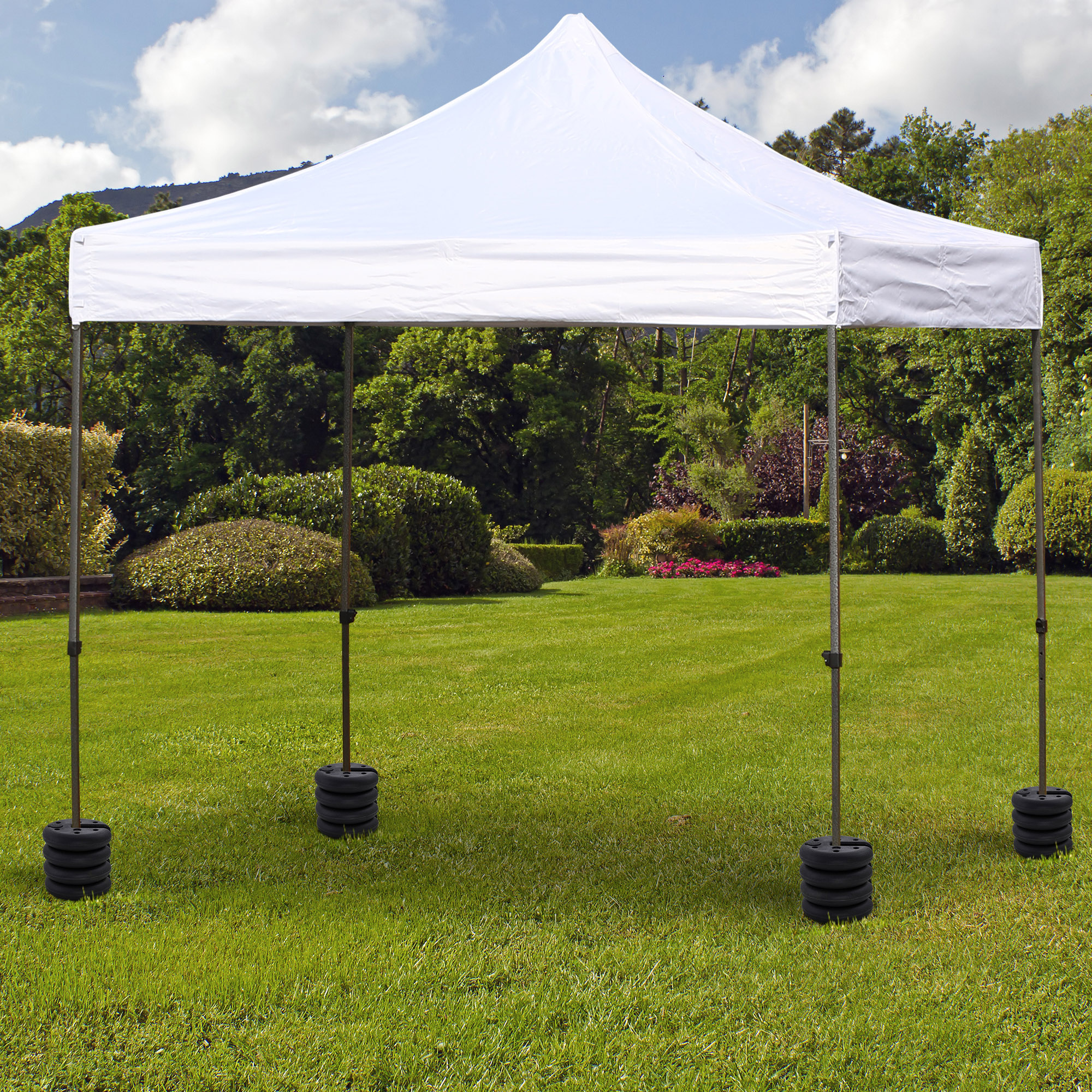 Pavillon Standfuß 4 Stk. Gewicht Partyzelt Pavillongewicht befüllbar bis 5 kg Gewichte für Pavillon Beschwerer für Pavillons Ø25 x 6 cm Schwarz