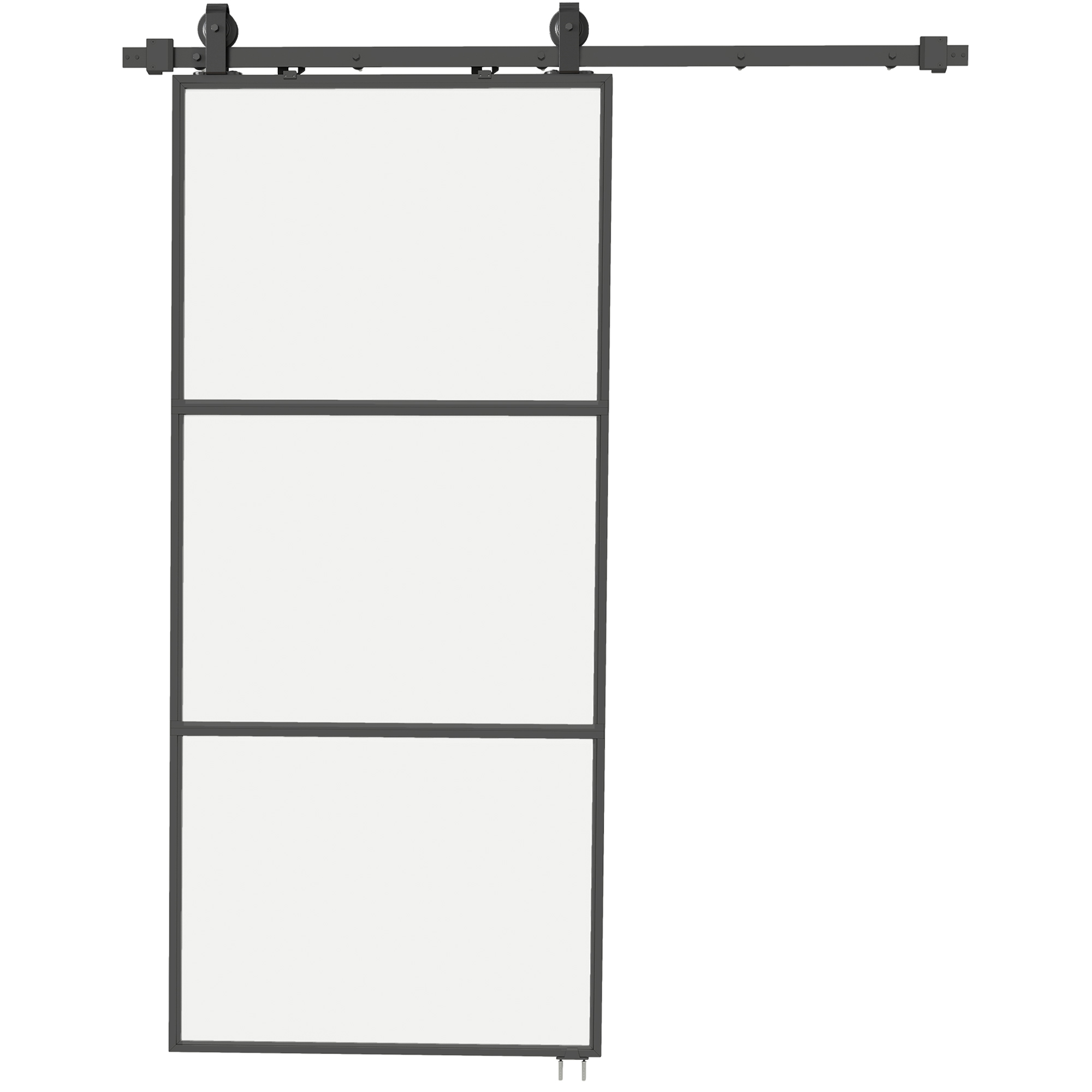 Schiebetür mit Milchglas, Schienensystem, Montagesatz, Soft-Close-Mechanismus, leichter Zusammenbau, Stahl, Schwarz Schiebetür mit Milchglas, Schienensystem, Montagesatz, Soft-Close-Mechanismus, leichter Zusammenbau, Stahl, Schwarz