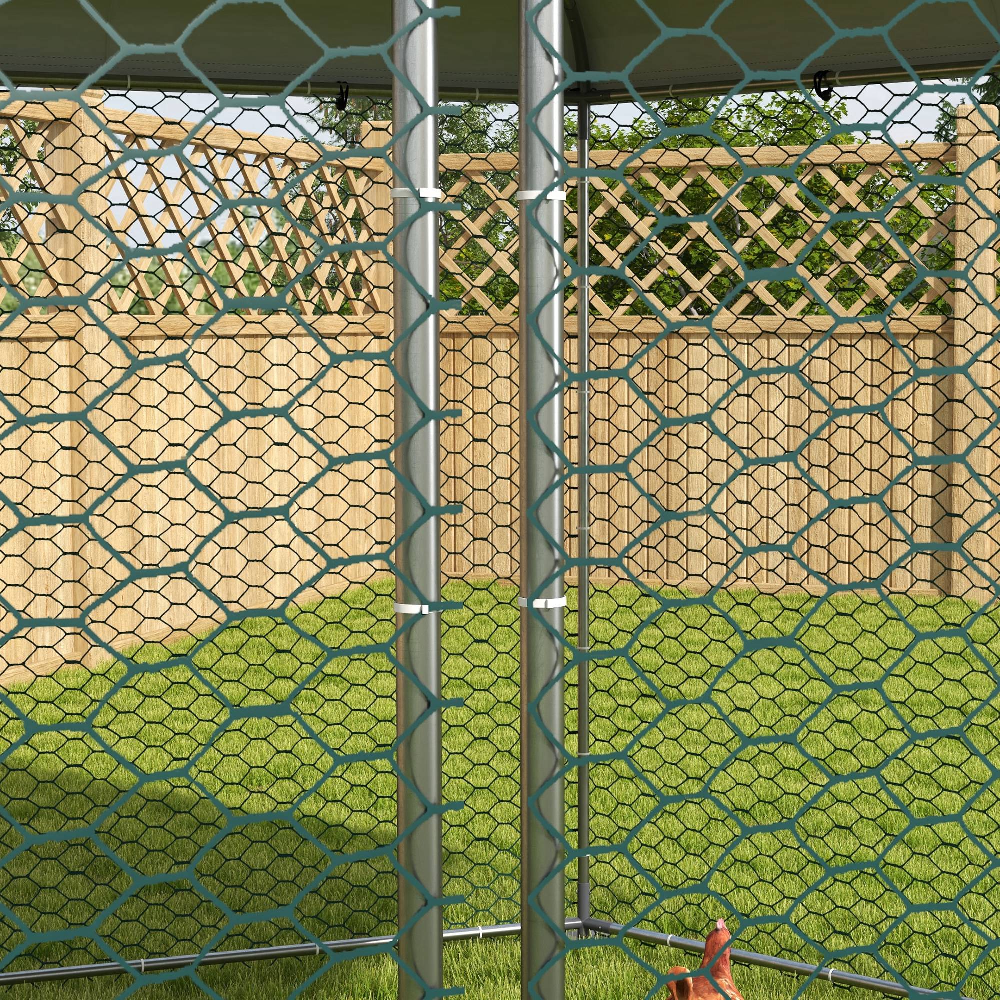 Hühnergehege mit schattenspendendem Dach, verzinktes Stahl, für 10-15 Tiere, Silber