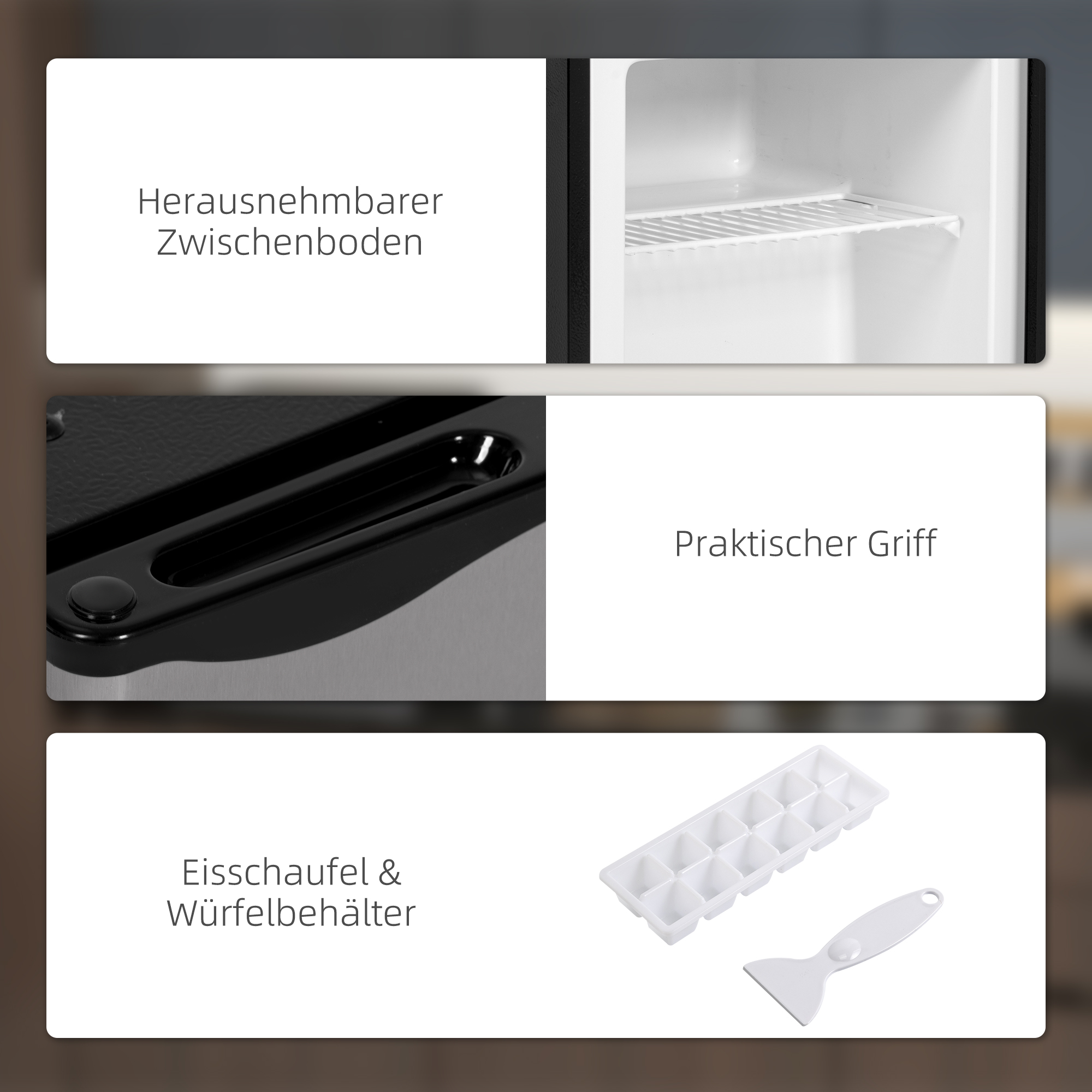 Mini-Gefrierschrank, 35 L Minikühlschrank, -14 bis -24℃, 5-stufige Temperaturregelung, 47 x 44,2 x 48,8 cm, Silber