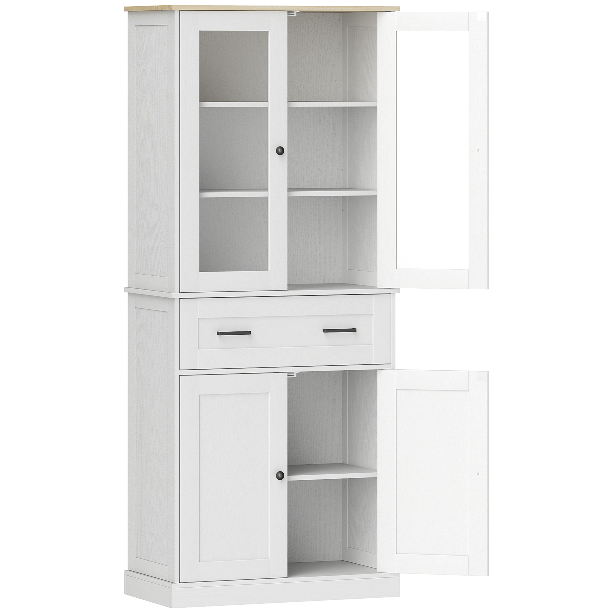 Küchenschrank, Buffet, Acrylfront, Schubladen, 76 x 40 x 182,5 cm, Cremeweiß Küchenschrank, Buffet, Acrylfront, Schubladen, 76 x 40 x 182,5 cm, Cremeweiß