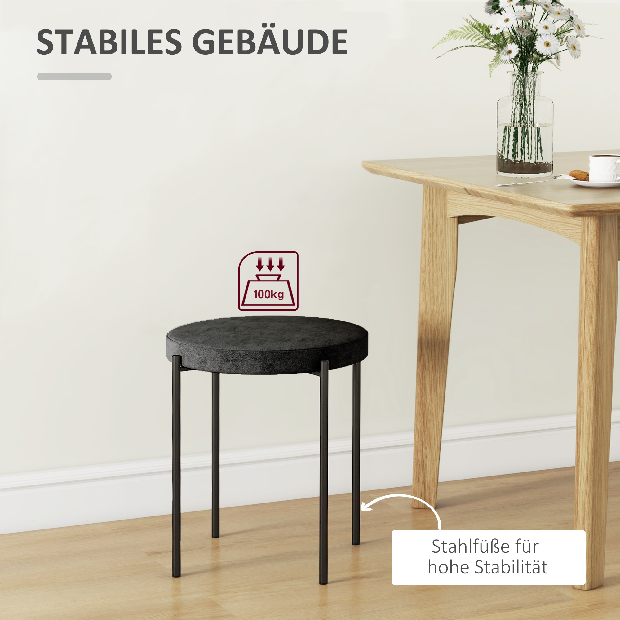 Esszimmerstuhl Akzentstuhl Küchenstühle, 41,5 cm x 41,5 cm x 46 cm, Schwarz