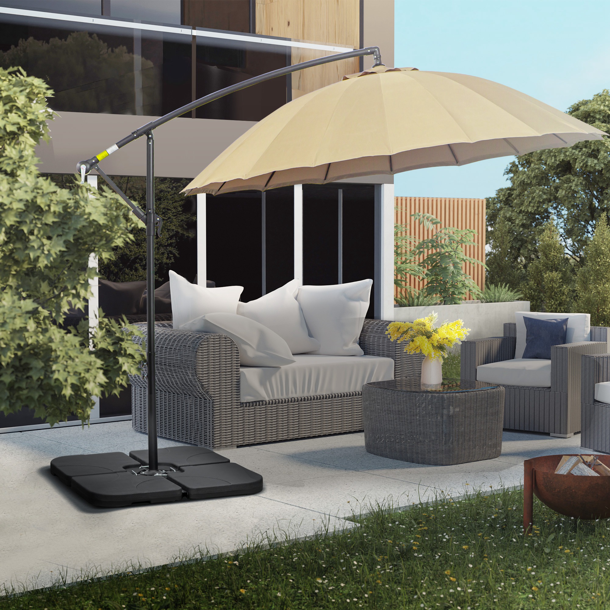 Gewichtsplatten für Sonnenschirmständer, befüllbar, wetterbeständig, 104 cm x 104 cm x 7,5H cm, Schwarz