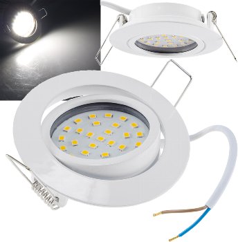 LED-Einbauleuchte "Flat-26" neutralweiß, 80x26mm, 3W, 390lm, weißes Gehäuse