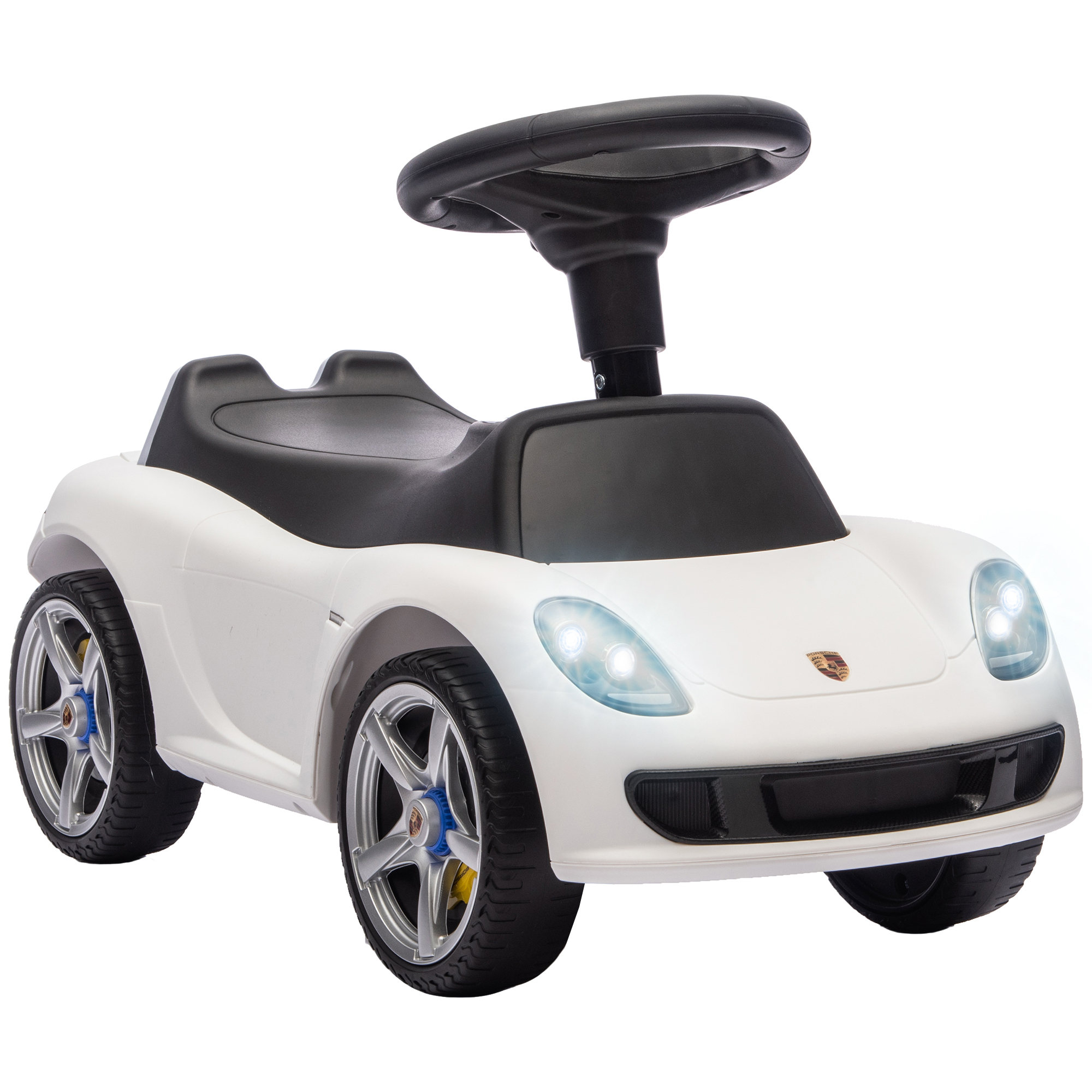 Rutschauto Kinder Porsche Rutschfahrzeug mit Hupe Licht Motorgeräuschen, für 18–36 Monate, Weiß