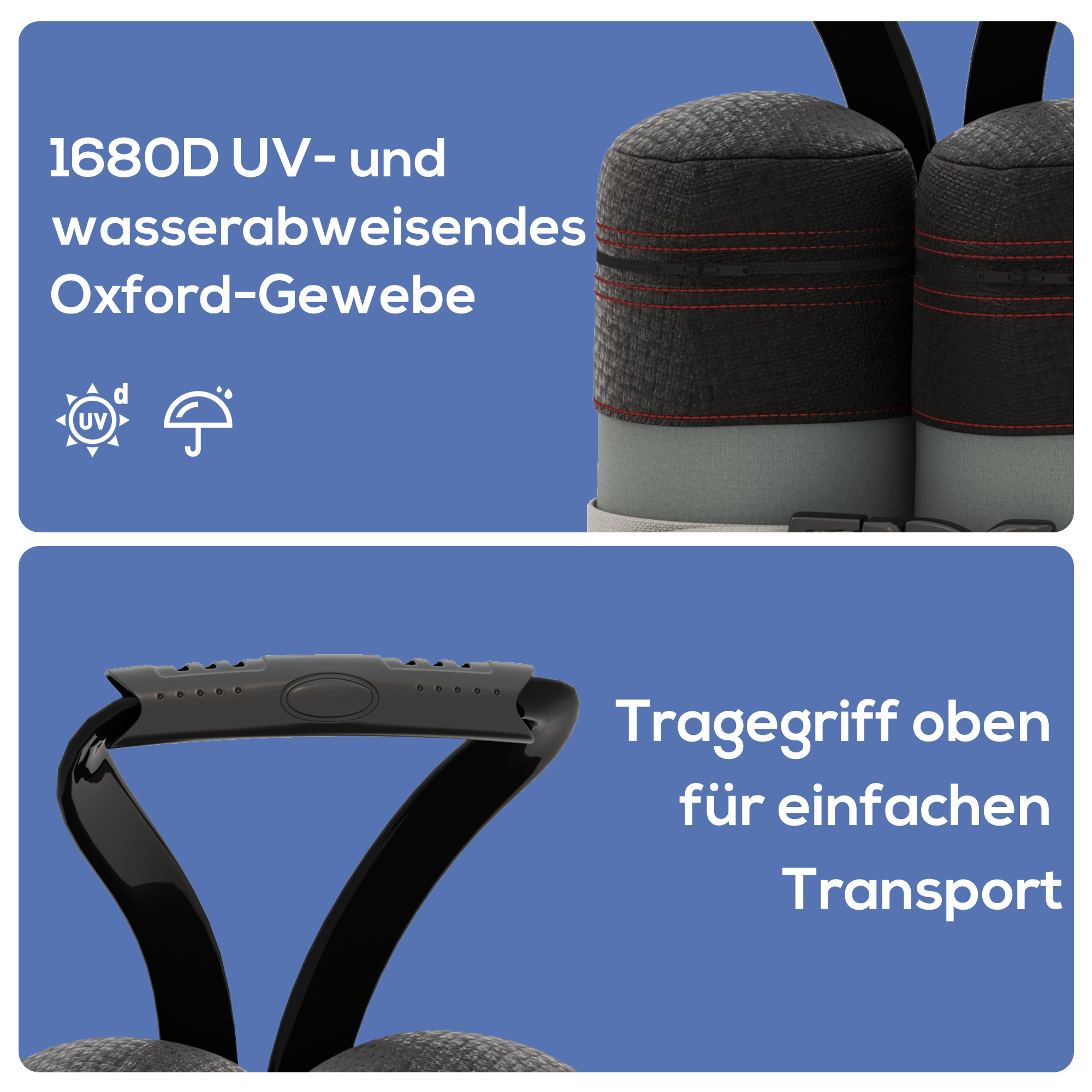 Sandsäcke für Pavillons, 4er-Set, 48 kg, ohne Sand, mit Fixierriemen, wetterfest, Schwarz