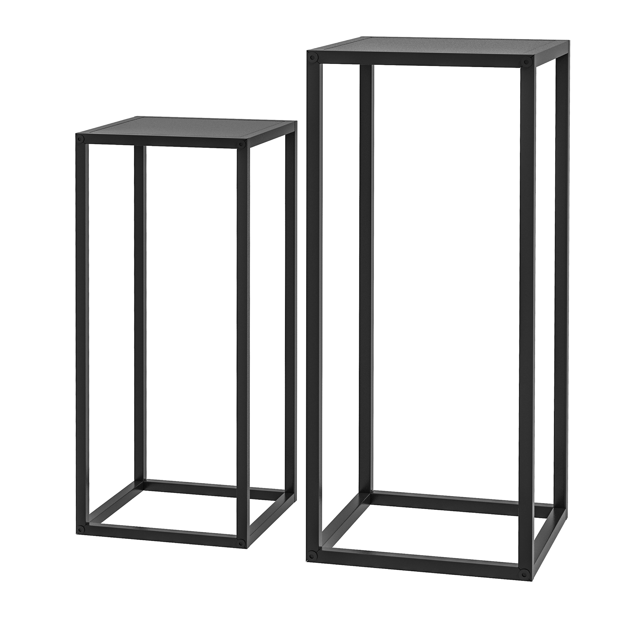 Blumenständer, 2er-Set, Skandinavisches Design, Metallrahmen, 58,5/65cm Höhe, Schwarz Blumenständer, 2er-Set, Skandinavisches Design, Metallrahmen, 58,5/65cm Höhe, Schwarz