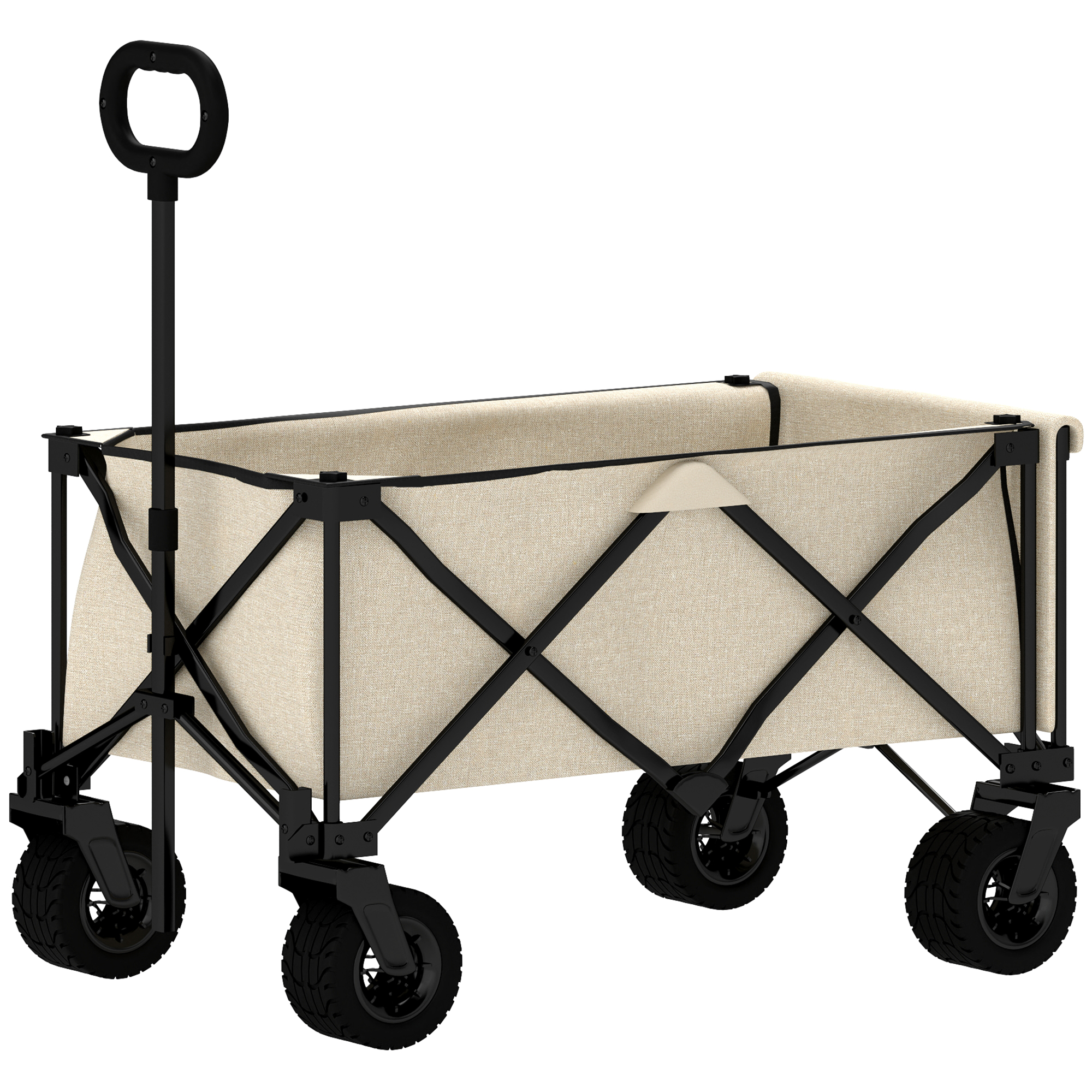Gartenwagen 100 kg belastbar, klappbar Transportwagen mit herausnehmbare Plane, 90 x 48 x 92 cm Beige
